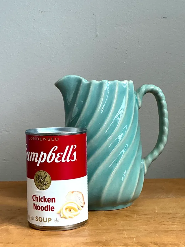Vintage Aqua Swirl Ceramic Pitcher — additional photo 1