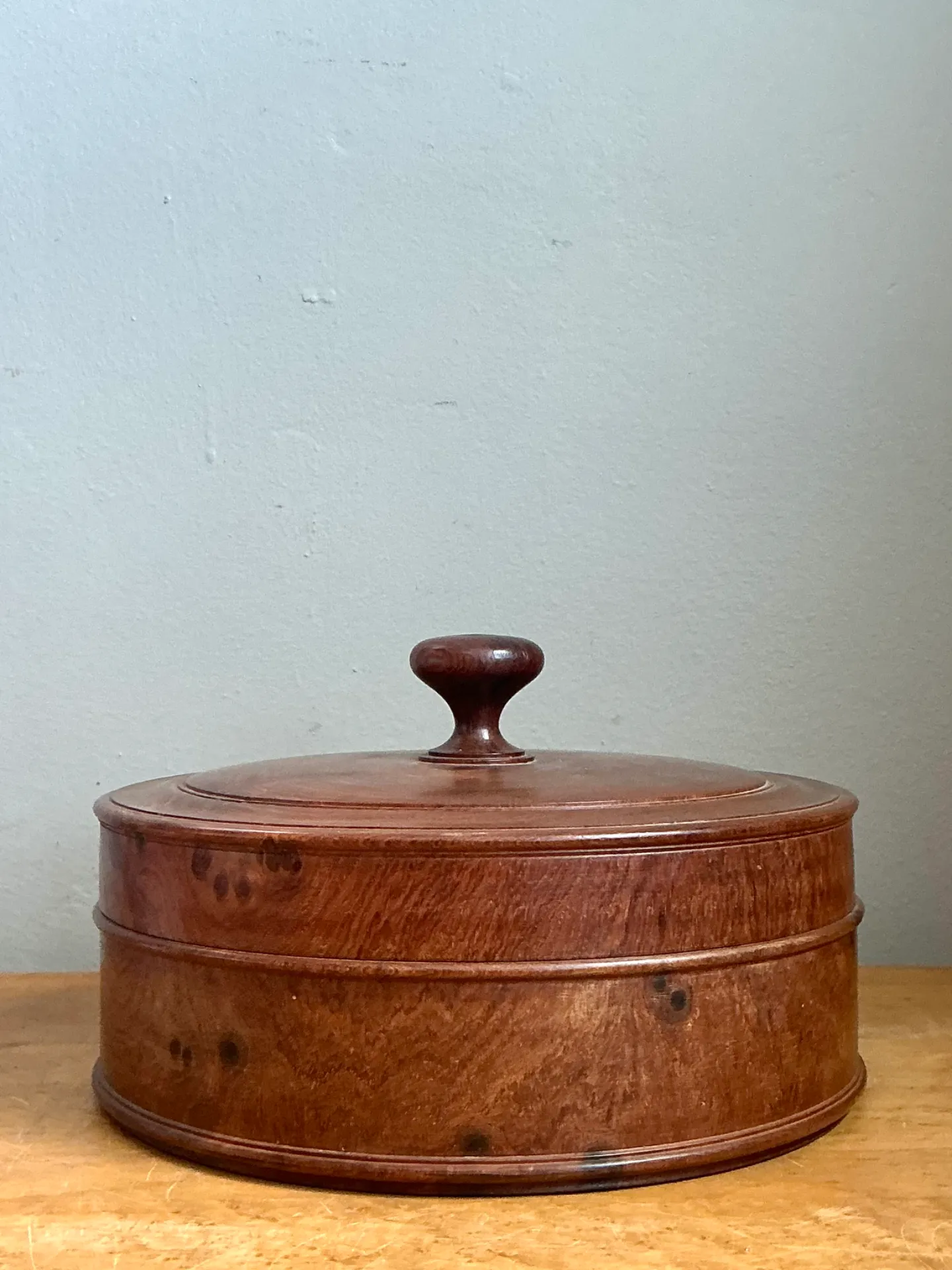 Vintage Round Burl Wood Storage Box — additional photo 6