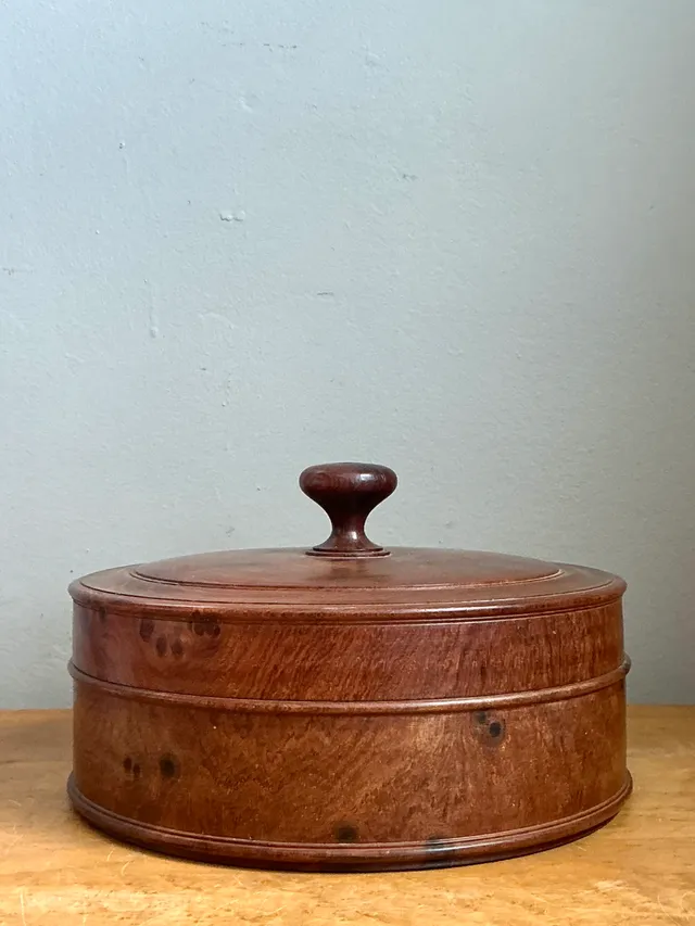 Vintage Round Burl Wood Storage Box — additional photo 6