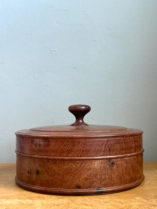 Vintage Round Burl Wood Storage Box — additional photo 4