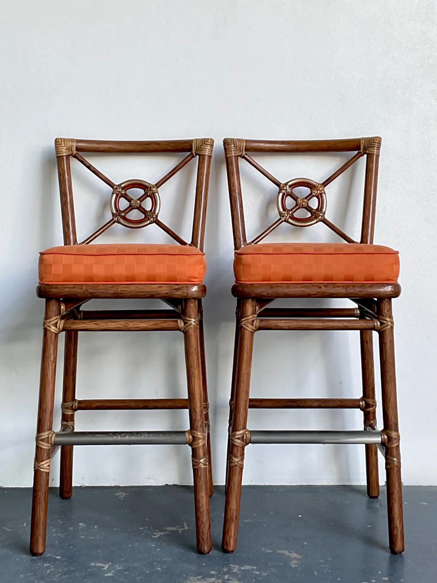 Vintage McGuire Target Back Bar Stools - A Pair — additional photo 2