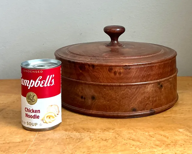 Vintage Round Burl Wood Storage Box — additional photo 1