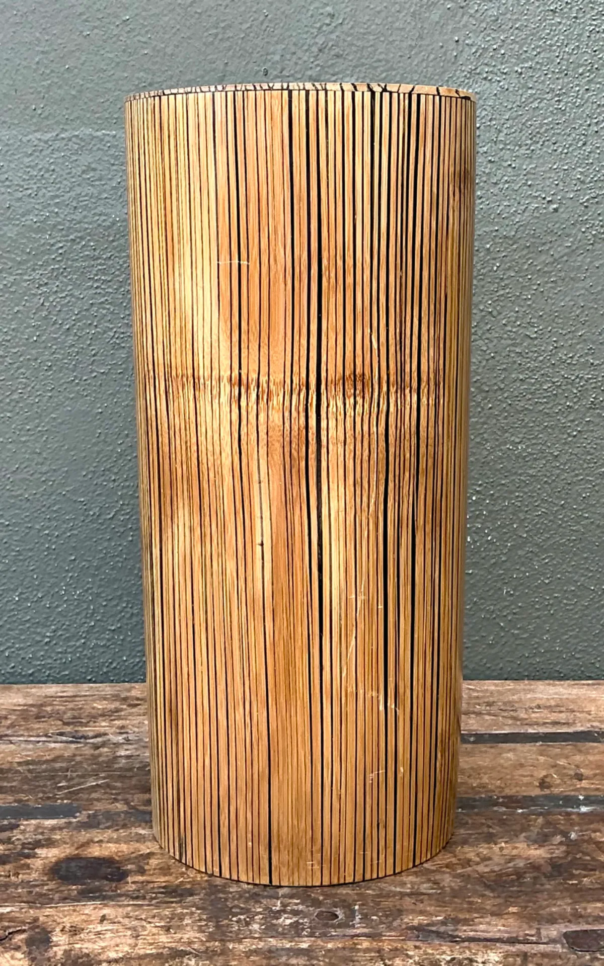 Vintage Coconut Shell Cylindrical Umbrella Stand — additional photo 7