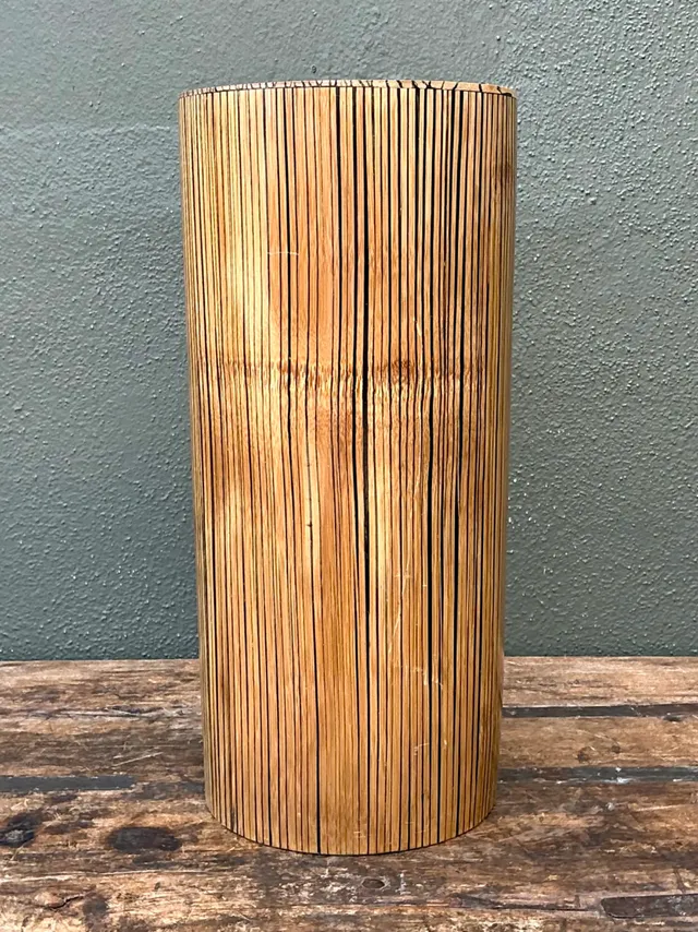 Vintage Coconut Shell Cylindrical Umbrella Stand — additional photo 7