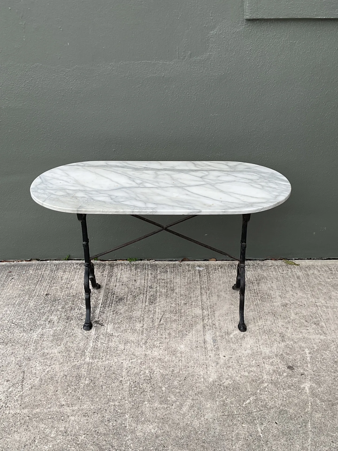 Vintage Italian Marble Top Wrought Iron Pastry Table — additional photo 3