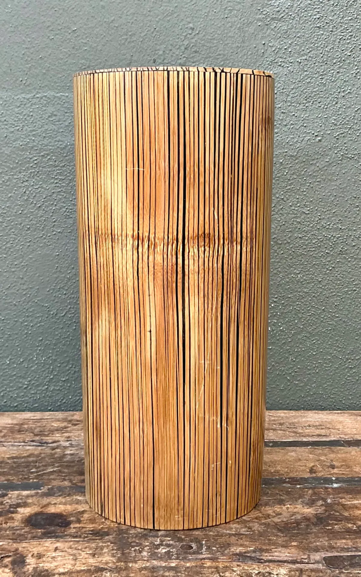 Vintage Coconut Shell Cylindrical Umbrella Stand — additional photo 2