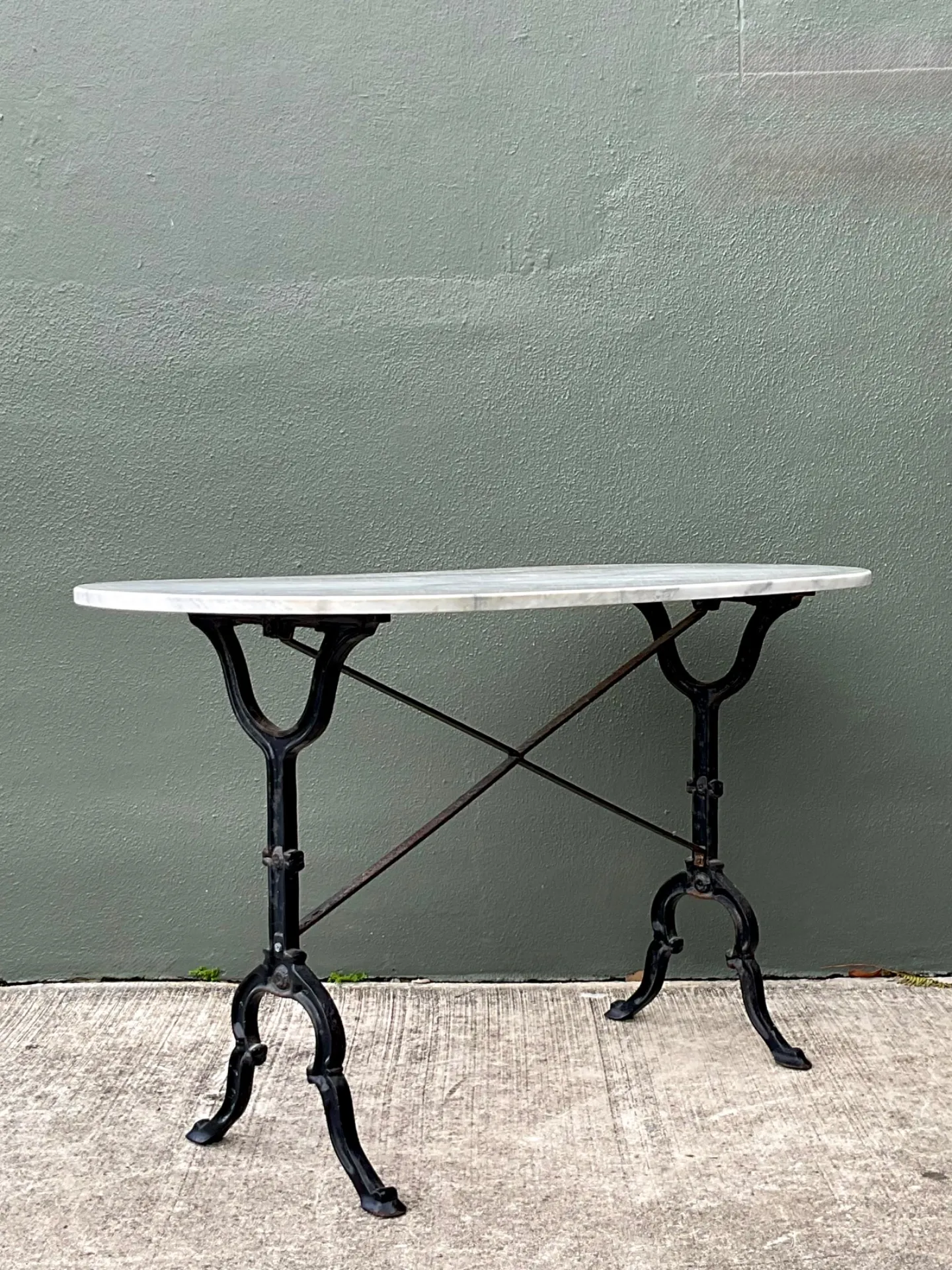Vintage Italian Marble Top Wrought Iron Pastry Table — additional photo 5