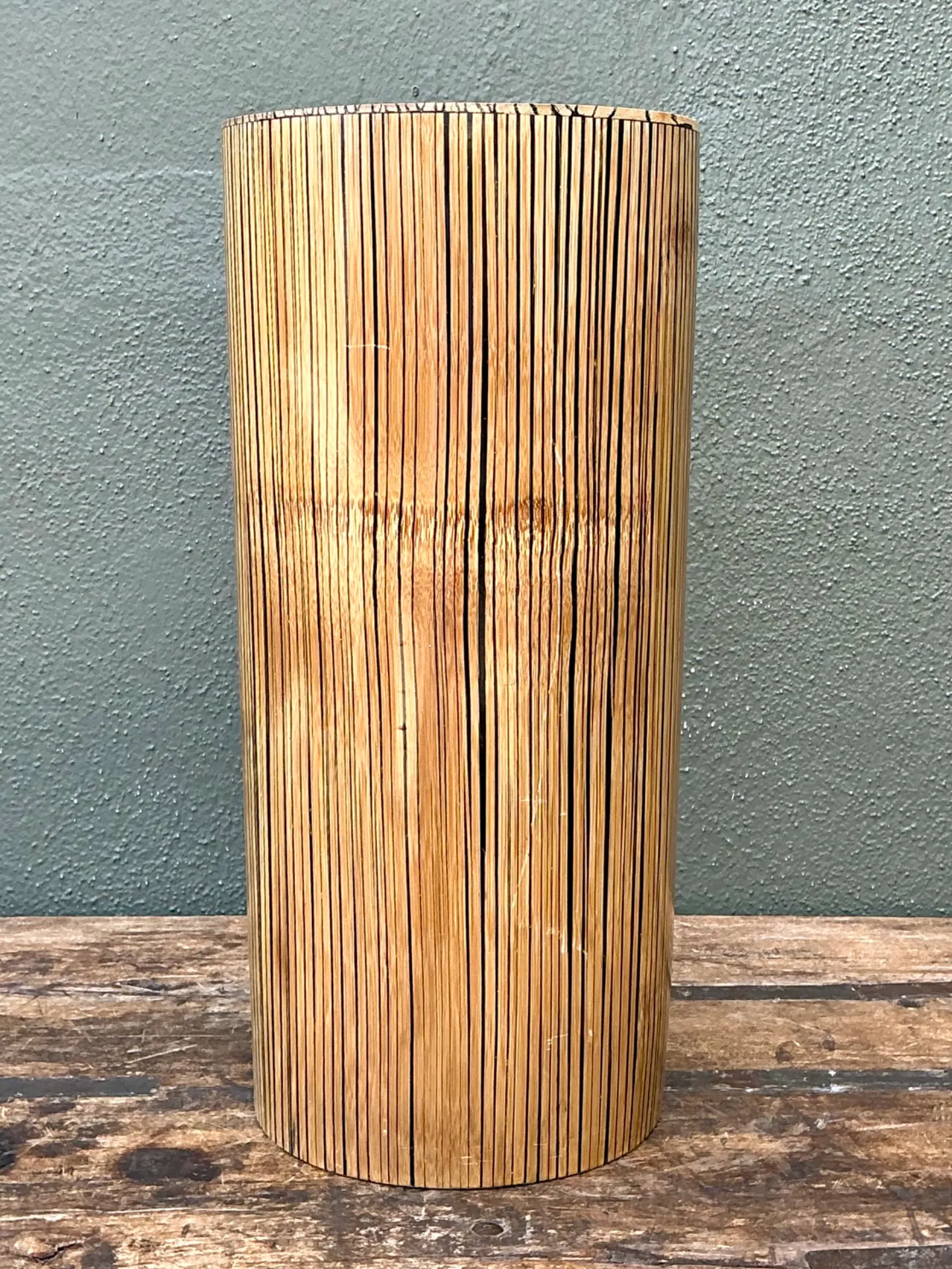 Vintage Coconut Shell Cylindrical Umbrella Stand — additional photo 5