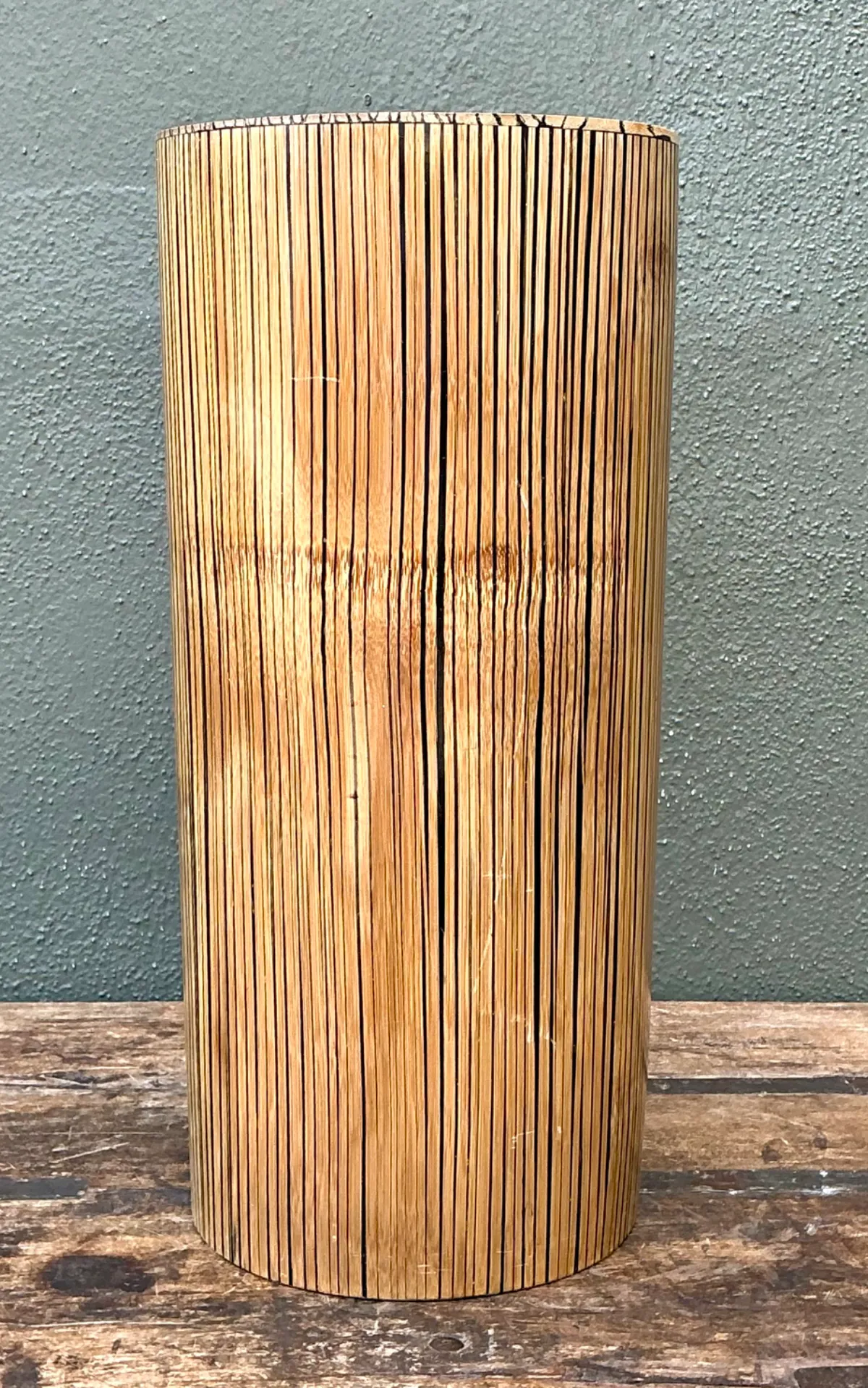 Vintage Coconut Shell Cylindrical Umbrella Stand — additional photo 5