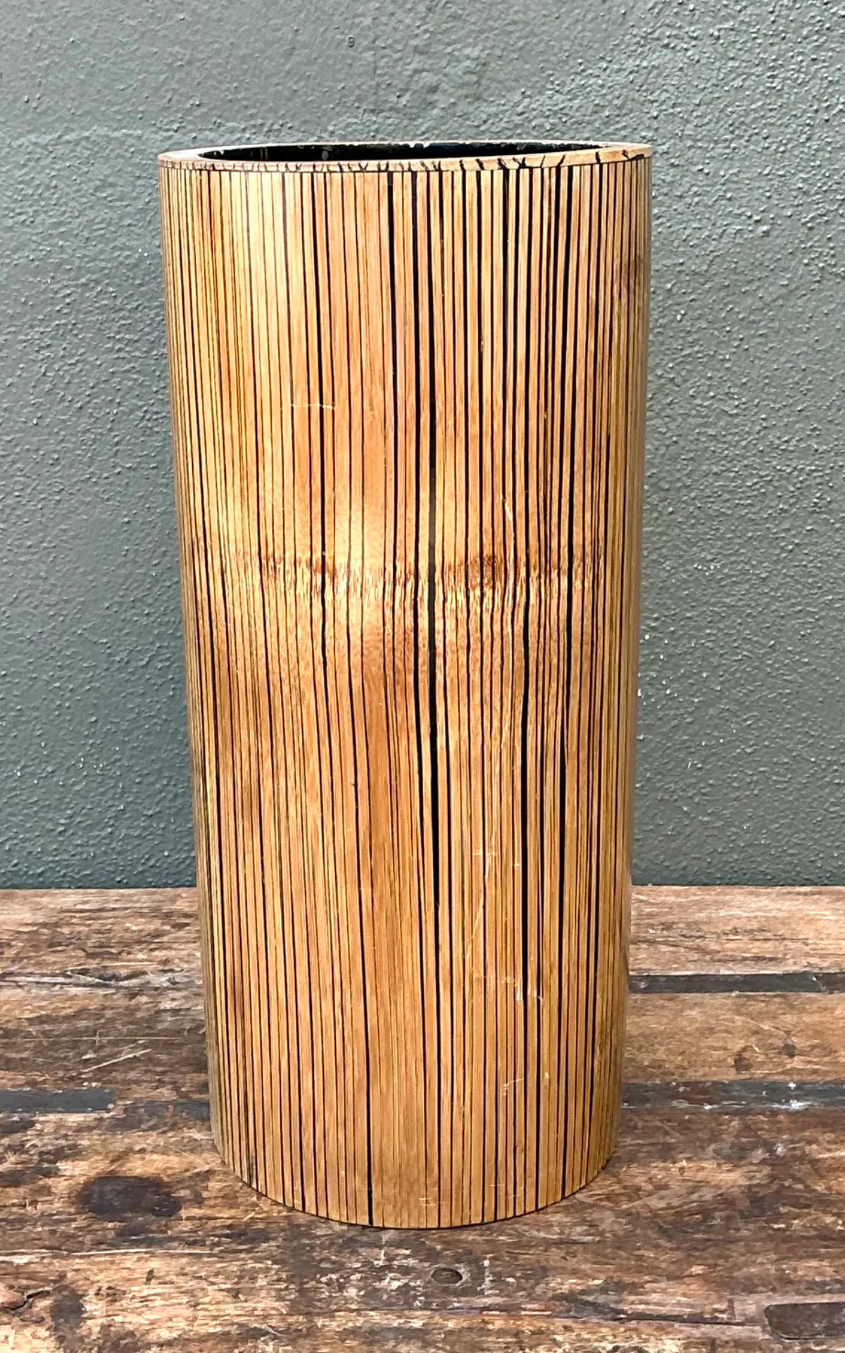 Vintage Coconut Shell Cylindrical Umbrella Stand — additional photo 6