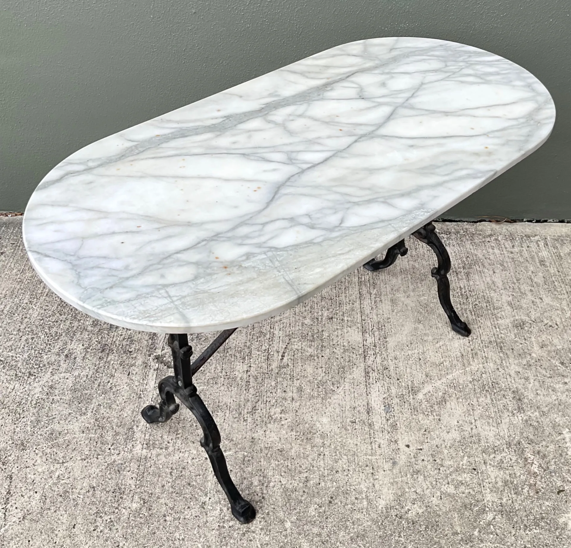 Vintage Italian Marble Top Wrought Iron Pastry Table — additional photo 2