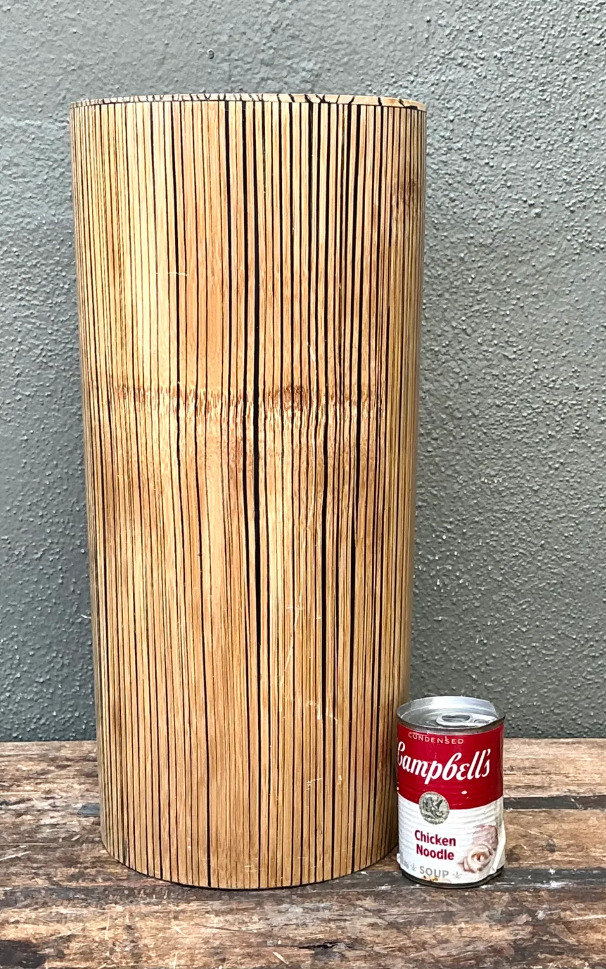 Vintage Coconut Shell Cylindrical Umbrella Stand — additional photo 3