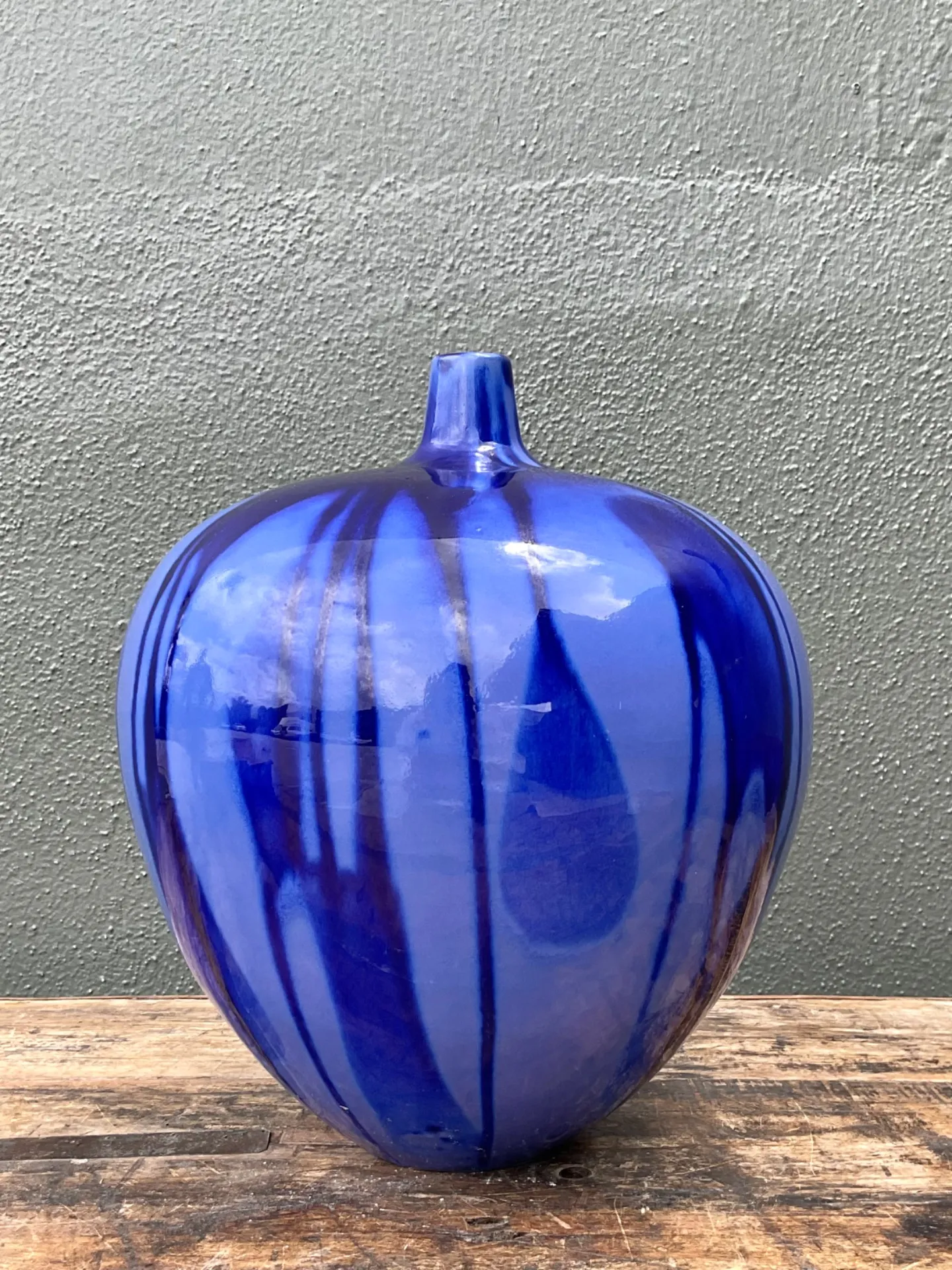 Vintage Drip Glaze Blue Ceramic Vase — additional photo 7