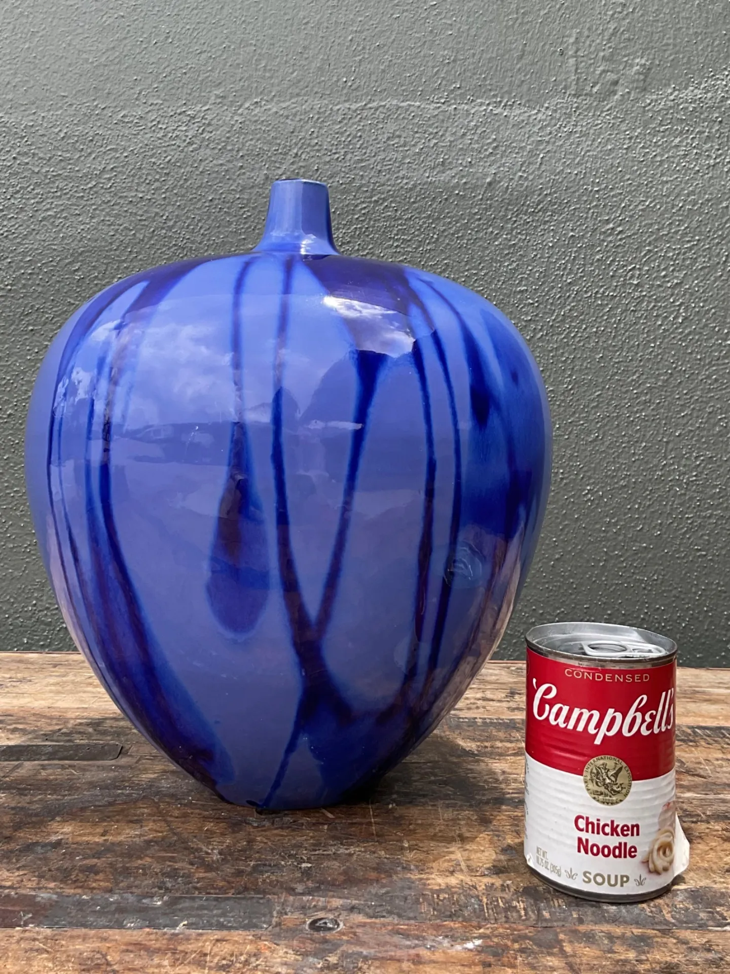 Vintage Drip Glaze Blue Ceramic Vase — additional photo 4