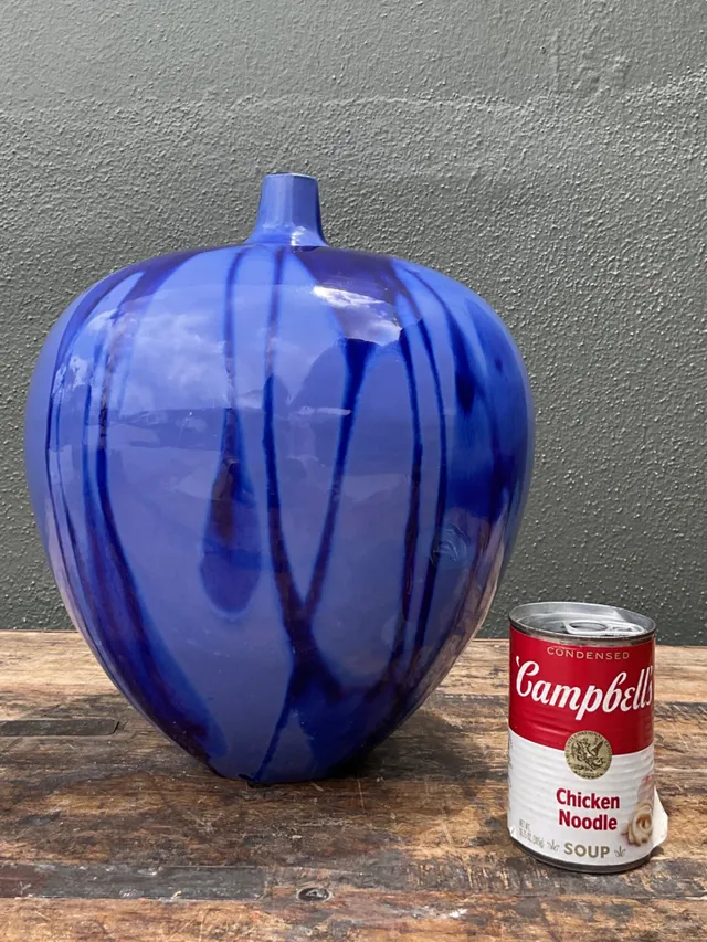 Vintage Drip Glaze Blue Ceramic Vase — additional photo 4