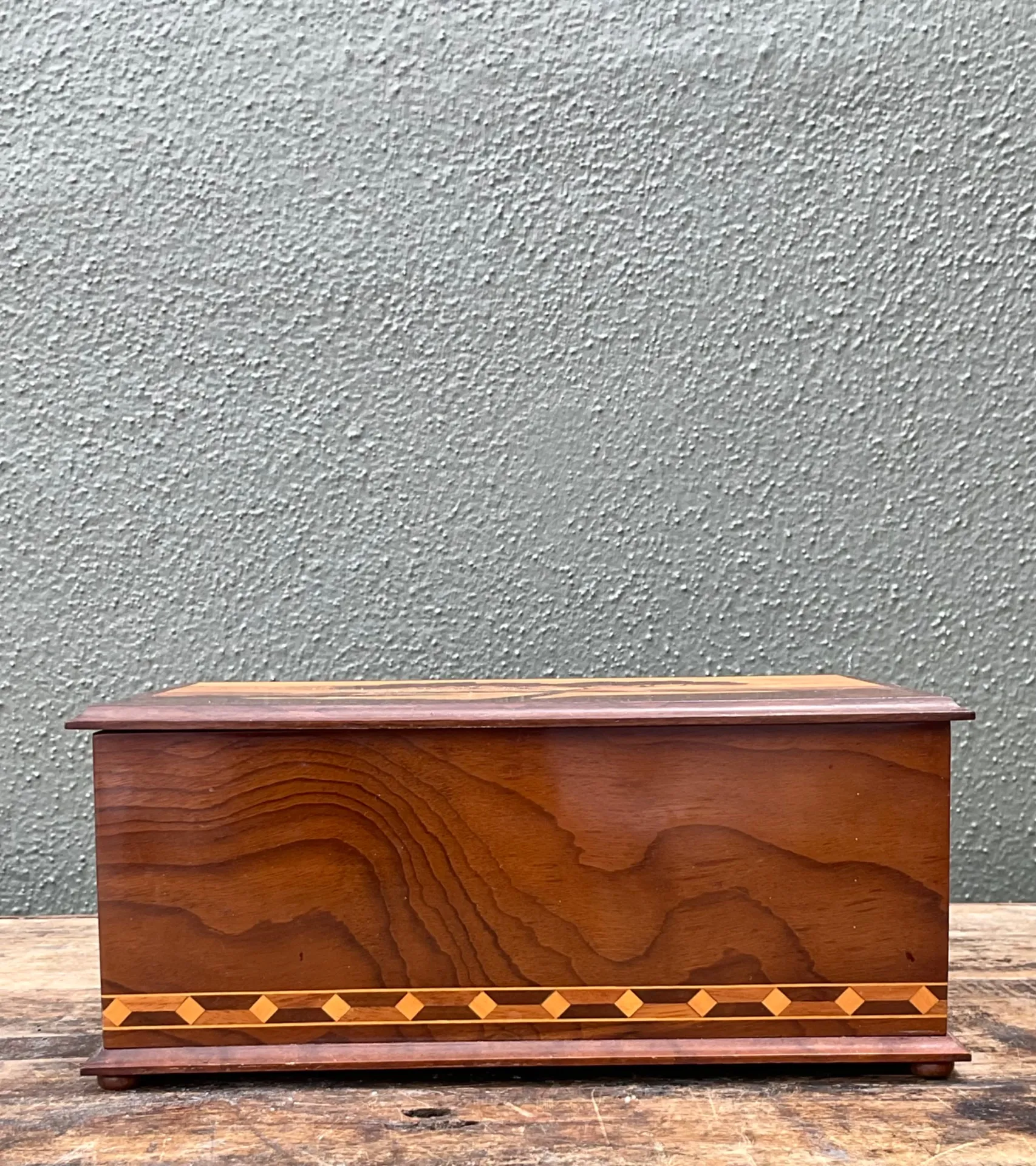 Vintage Marquetry Wood Cigar Humidor — additional photo 5
