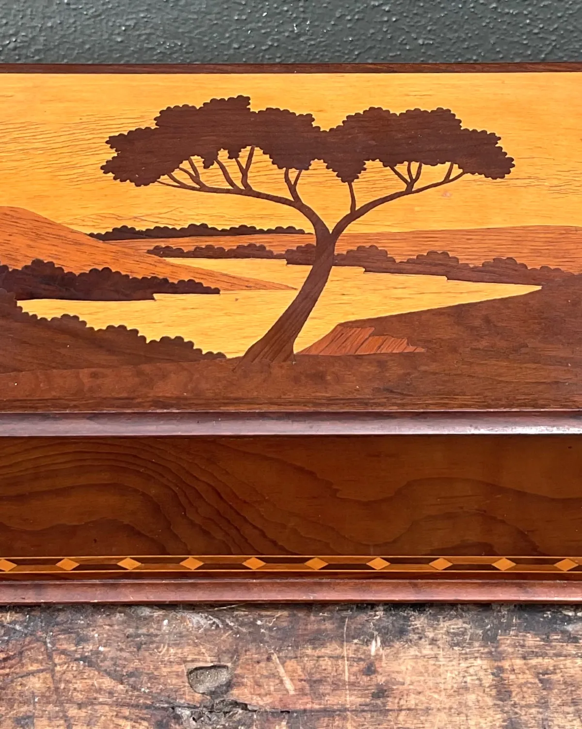 Vintage Marquetry Wood Cigar Humidor — additional photo 4