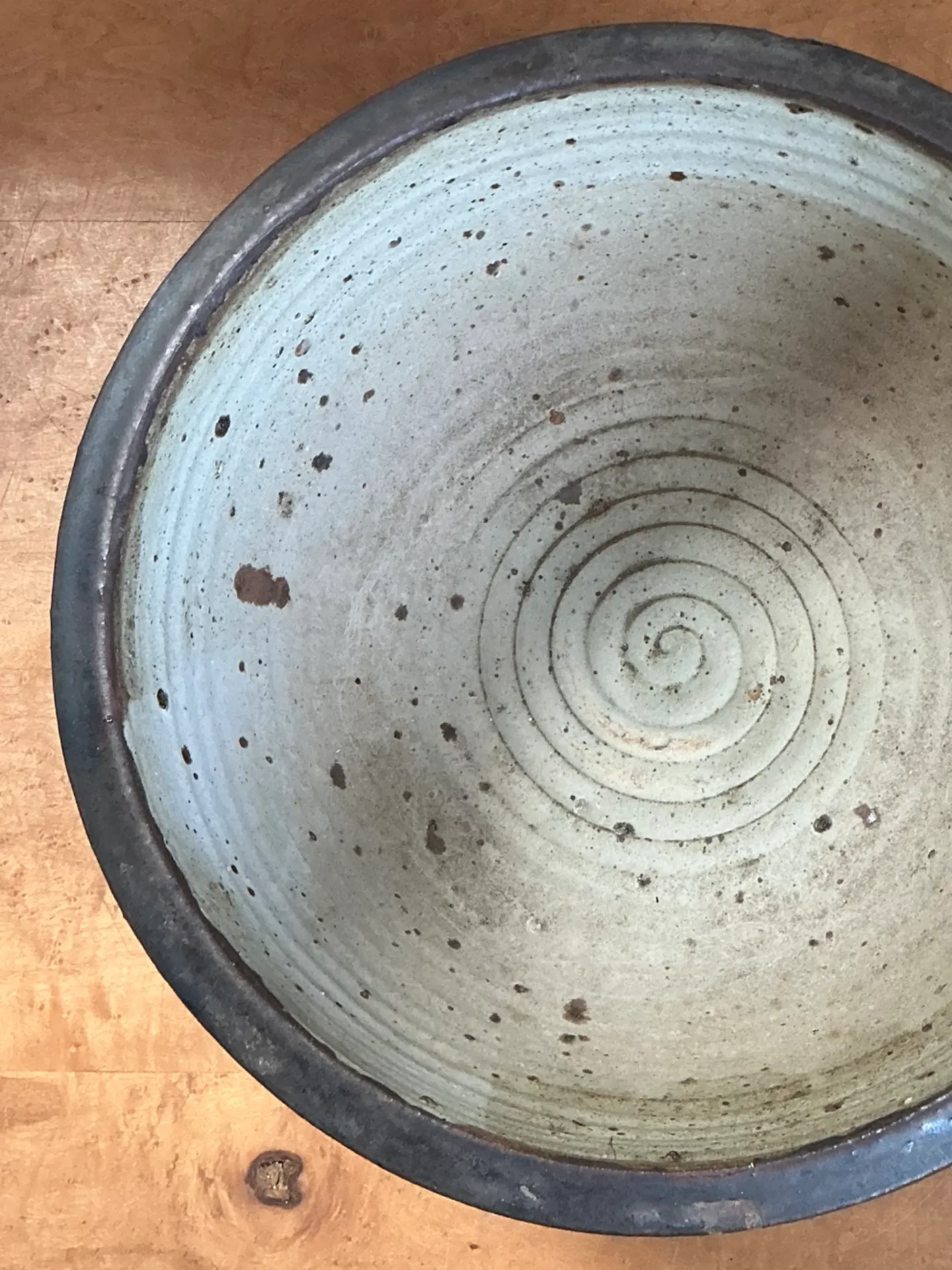 Vintage Monumental Rustic Brown Ceramic Bowl — additional photo 7