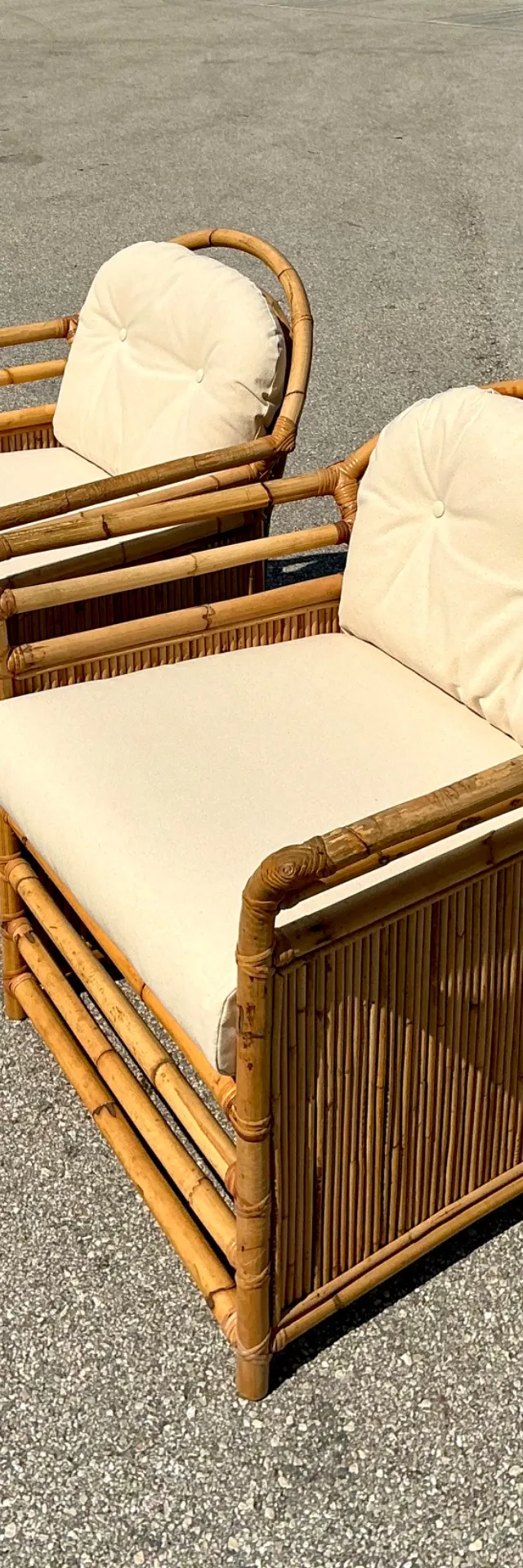 Vintage Henry Olko for Willow and Reed Rattan Lounge Chairs - A Pair
