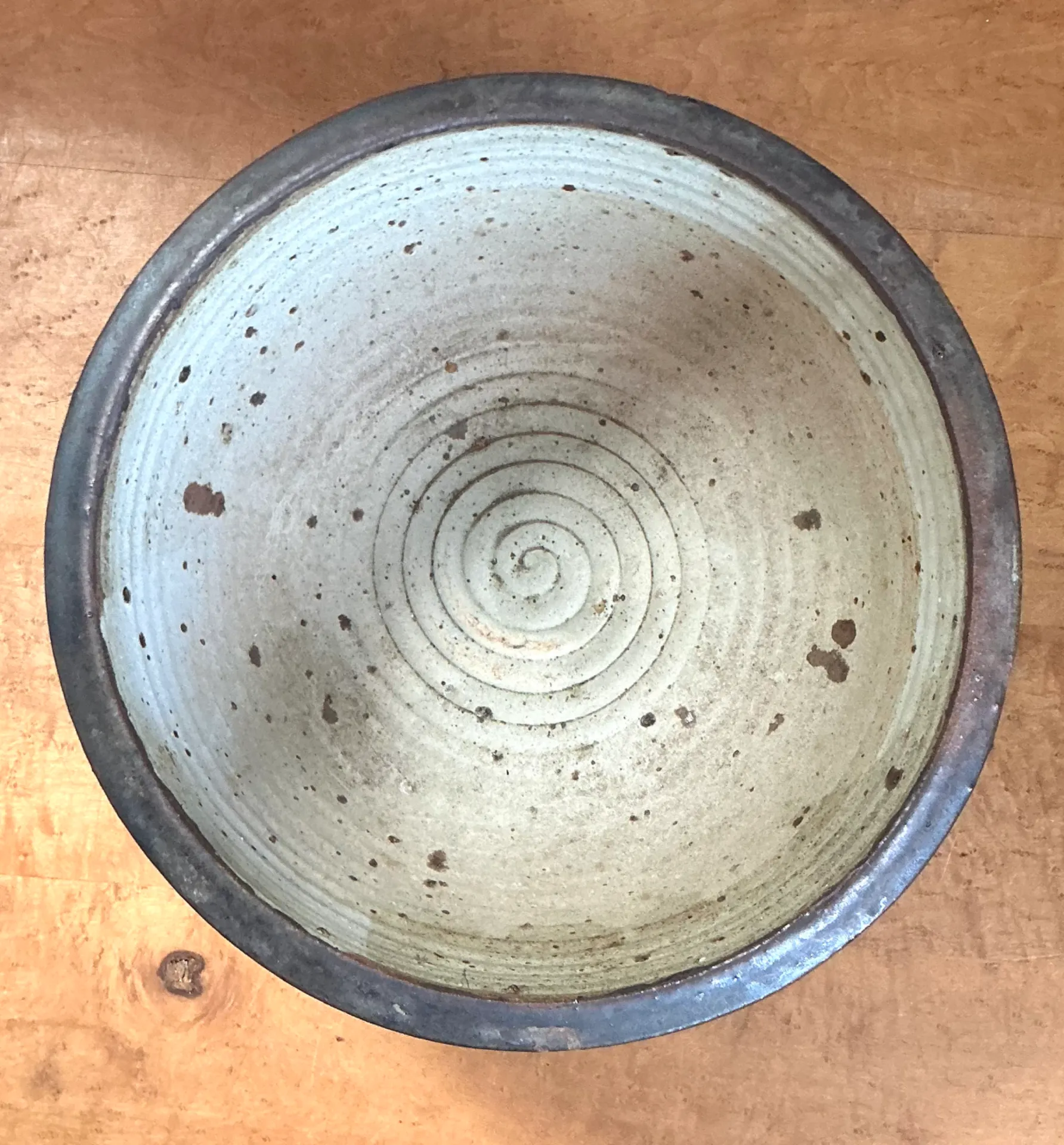 Vintage Monumental Rustic Brown Ceramic Bowl — additional photo 5
