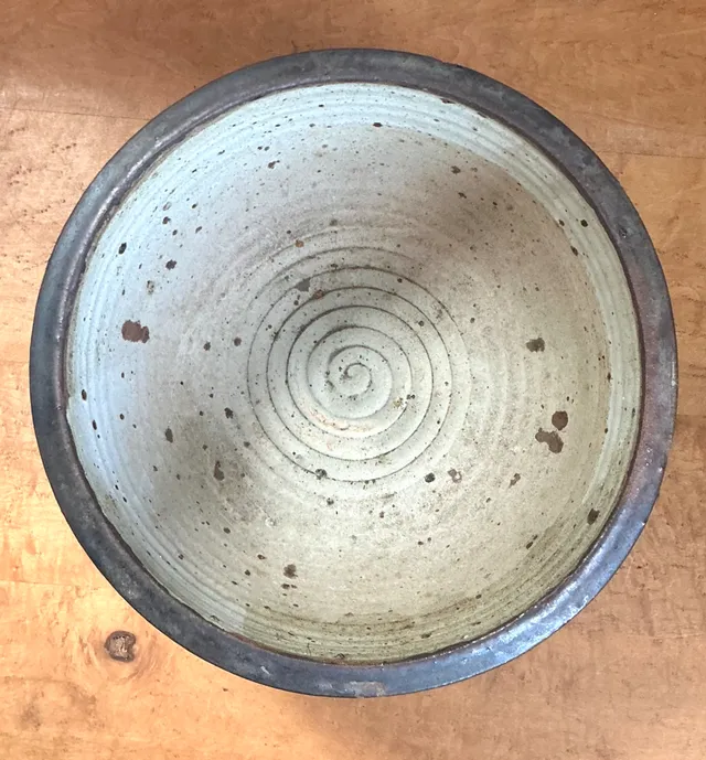 Vintage Monumental Rustic Brown Ceramic Bowl — additional photo 5