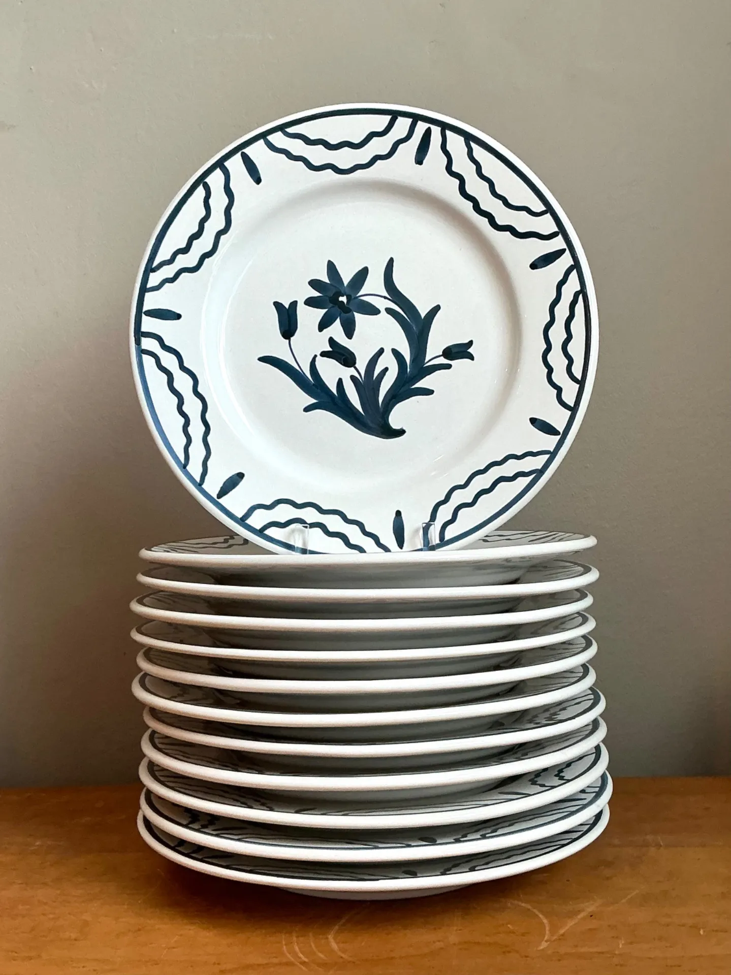 Vintage Penny Morrison Hand Painted Salad Plates - Set Of 12 — additional photo 1