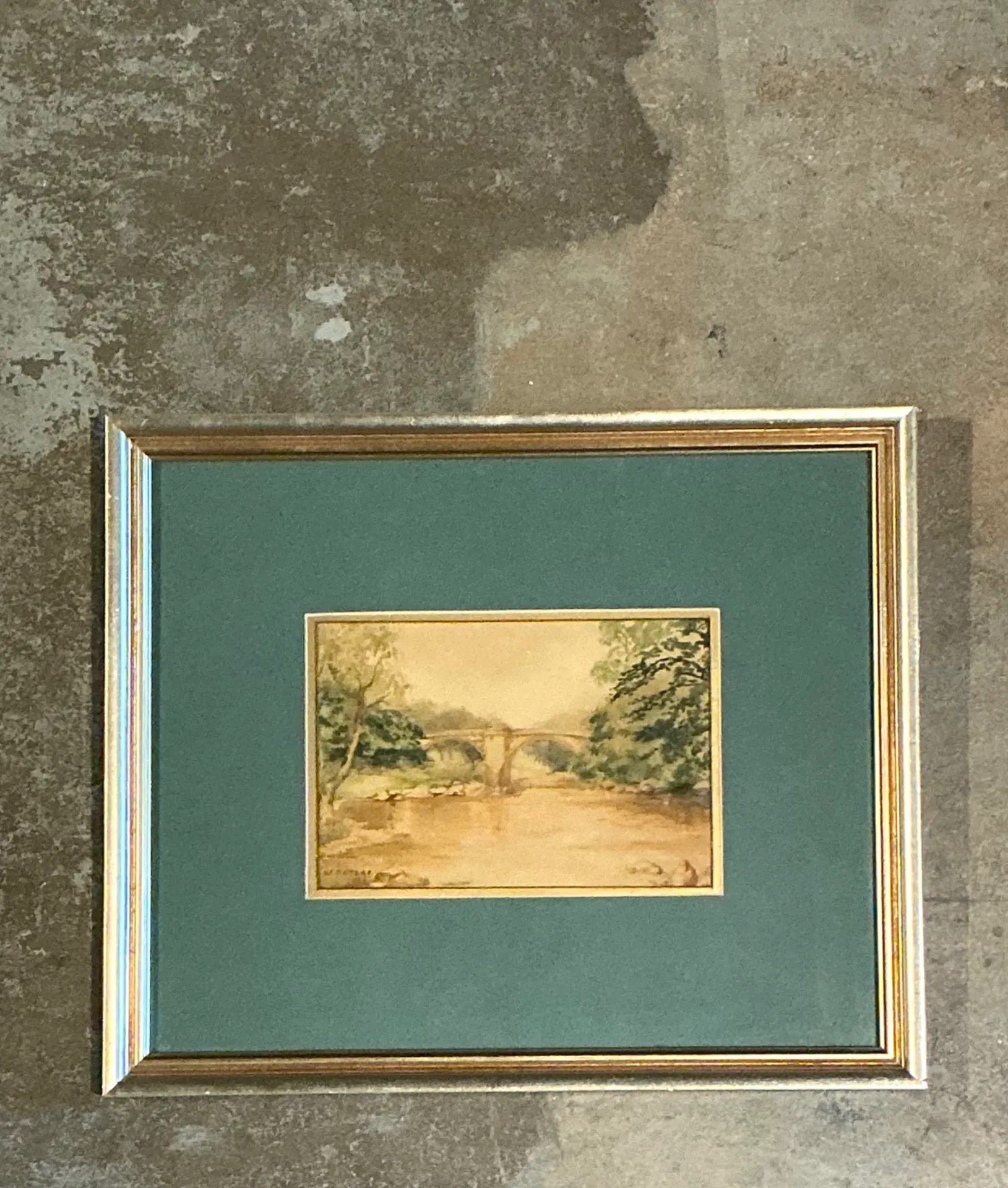 Vintage Bridge Landscape Art in Frame — additional photo 2