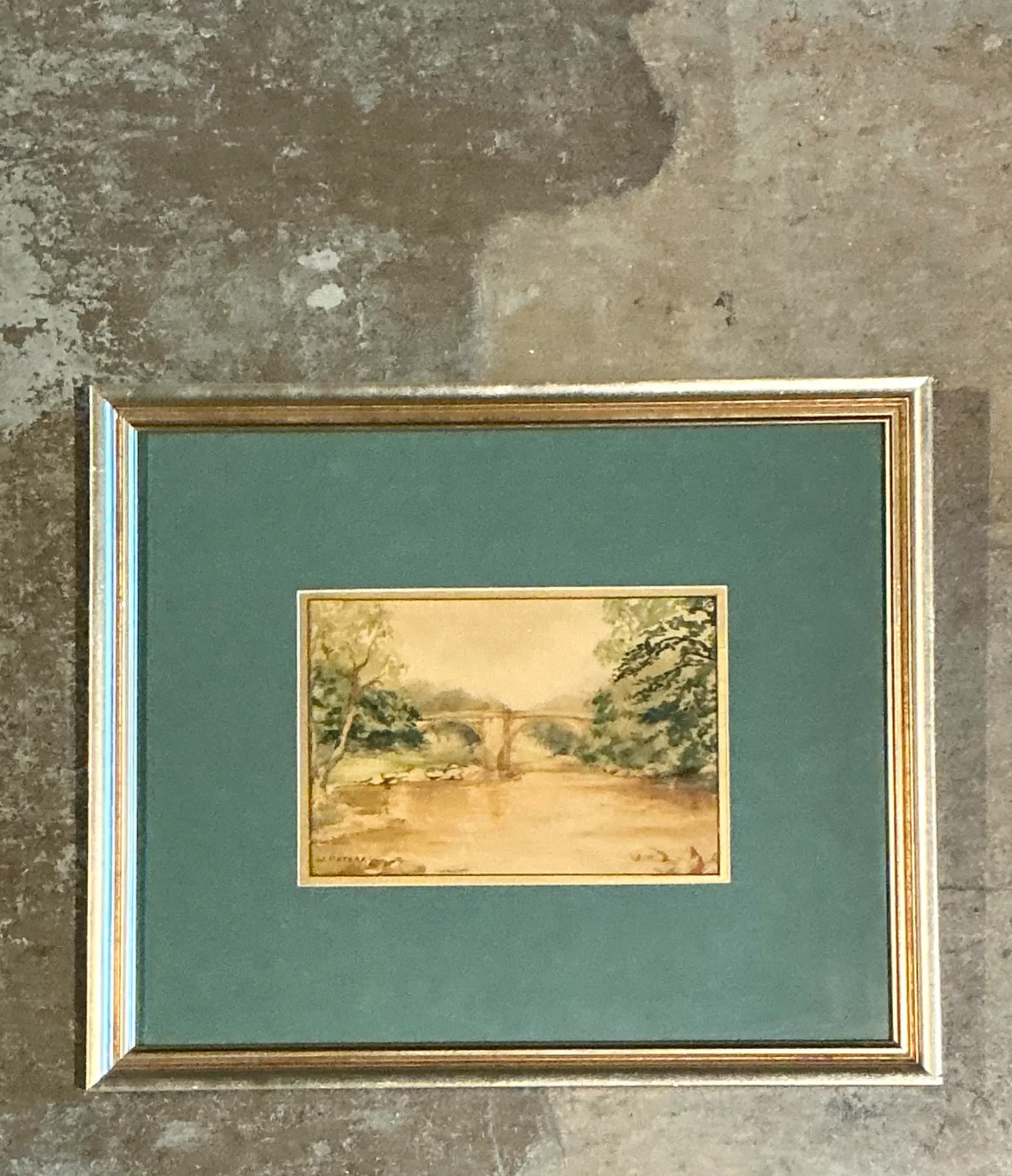Vintage Bridge Landscape Art in Frame — additional photo 6