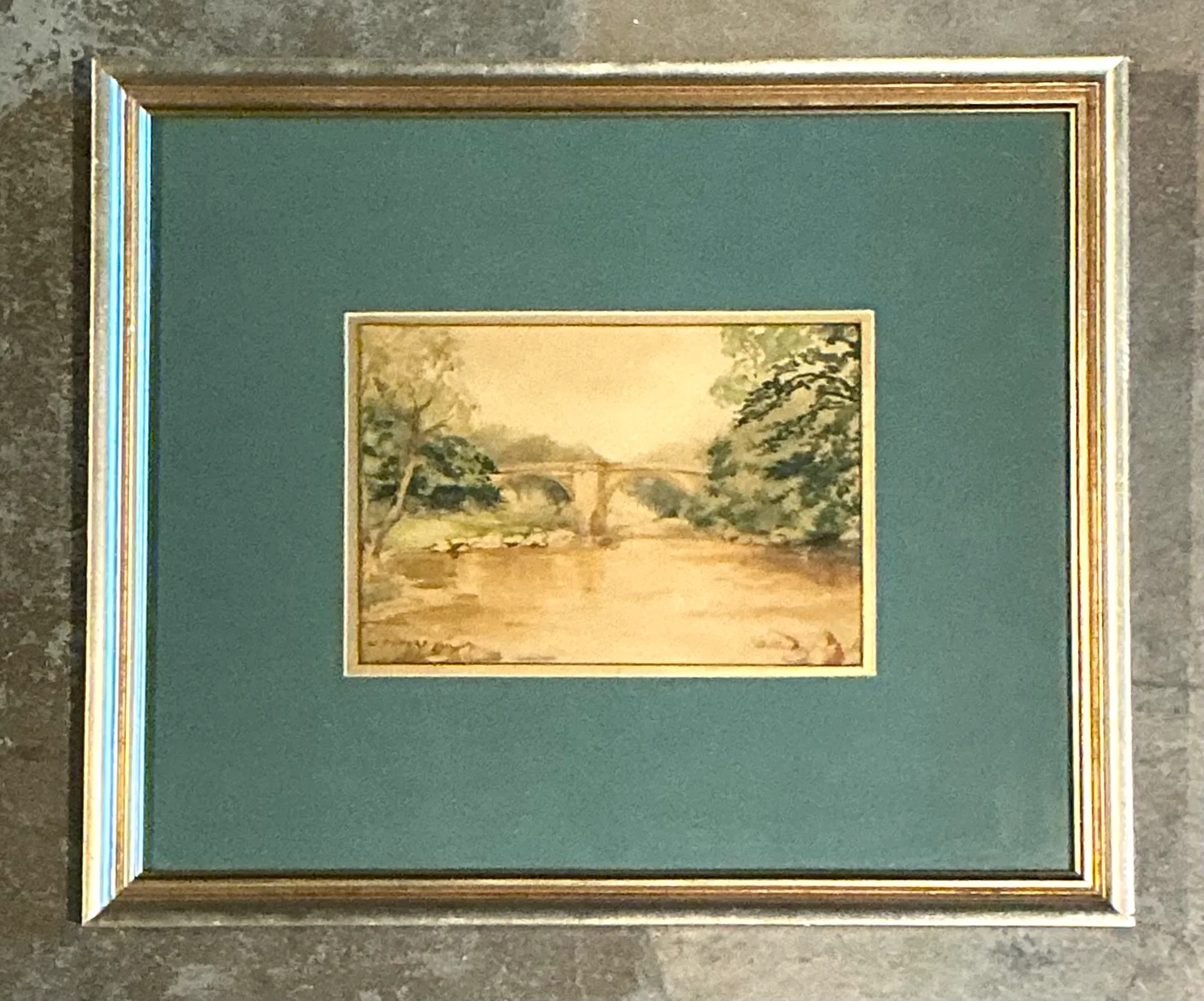 Vintage Bridge Landscape Art in Frame — additional photo 5