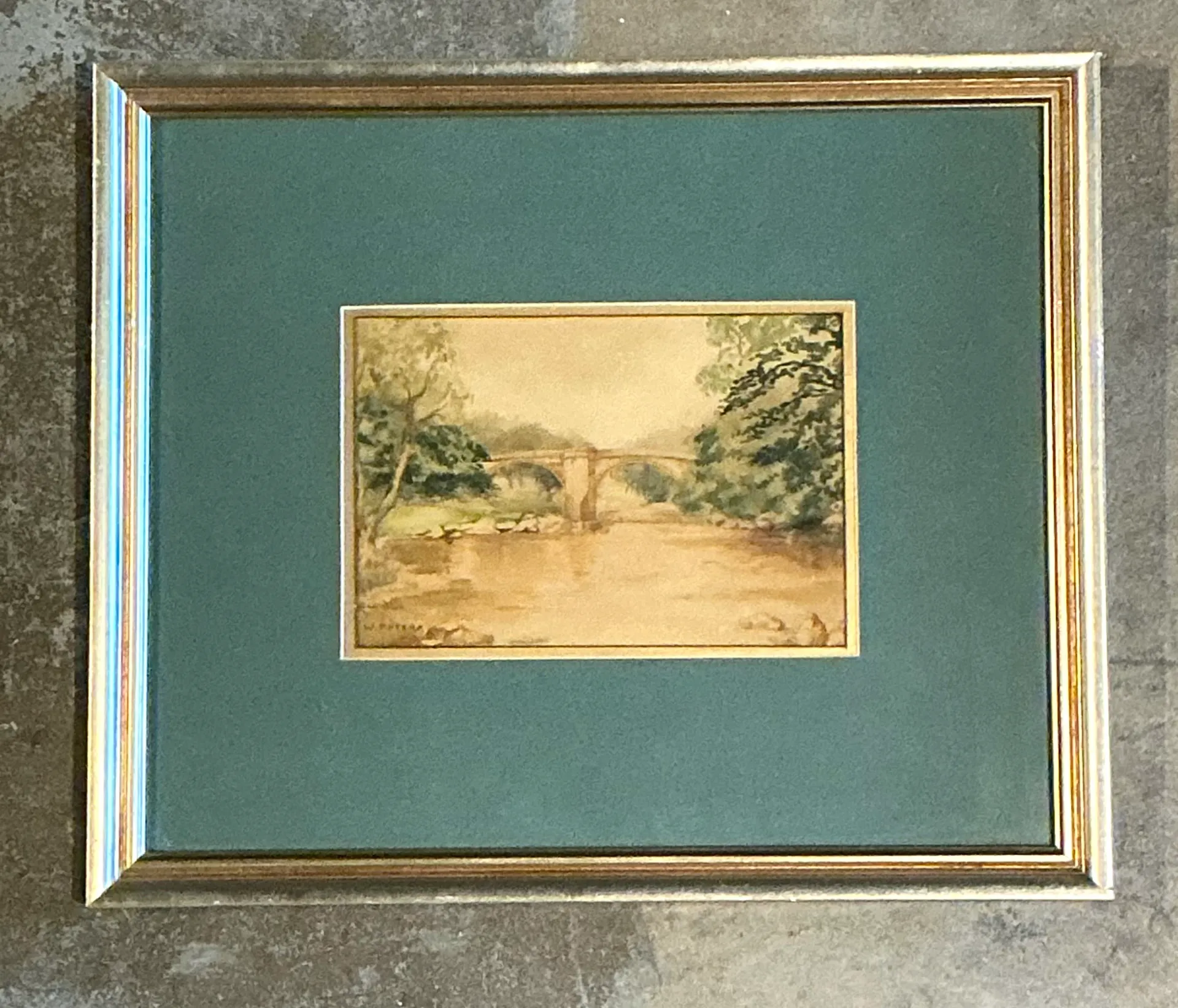 Vintage Bridge Landscape Art in Frame — additional photo 3