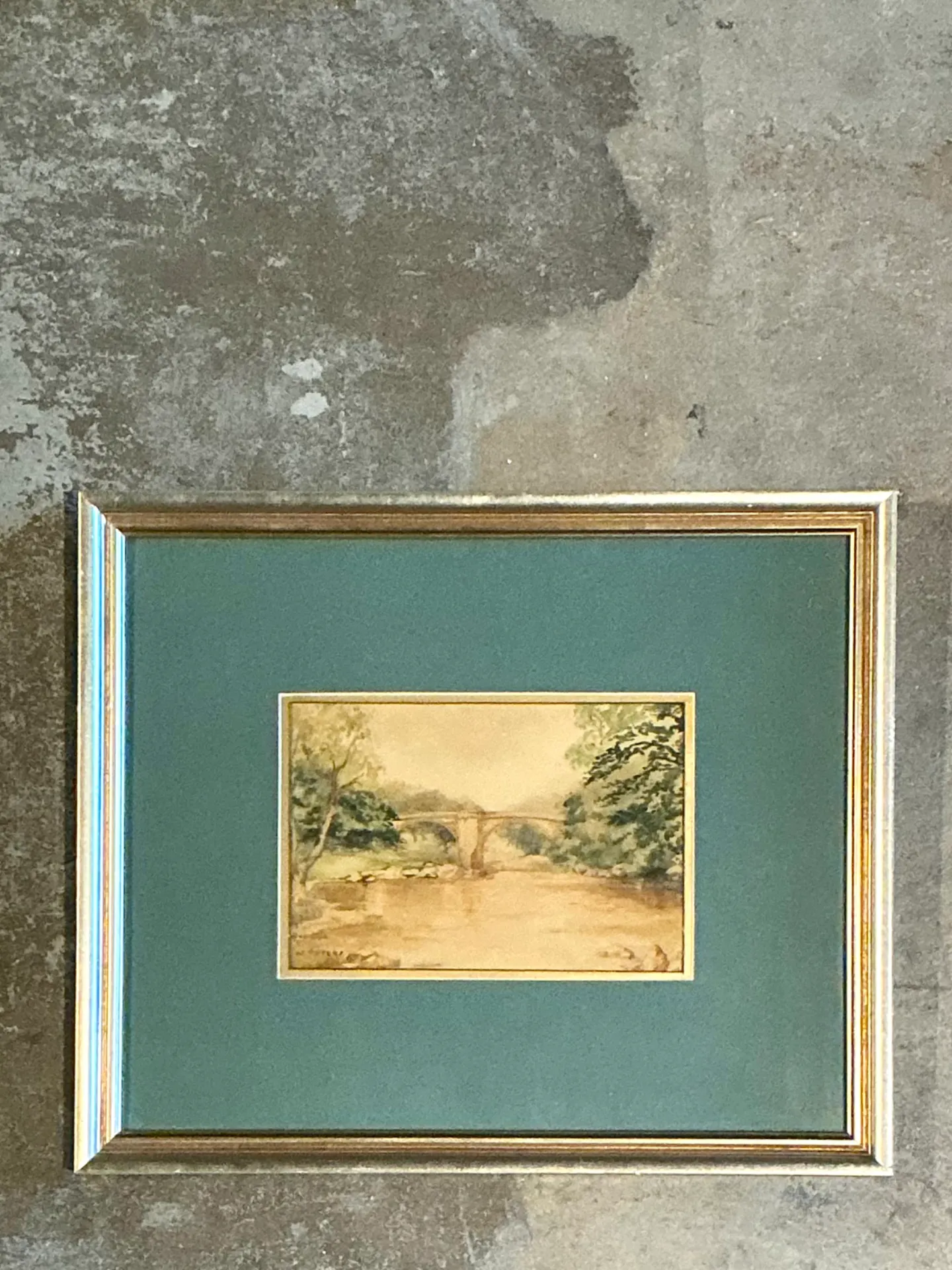 Vintage Bridge Landscape Art in Frame — additional photo 1