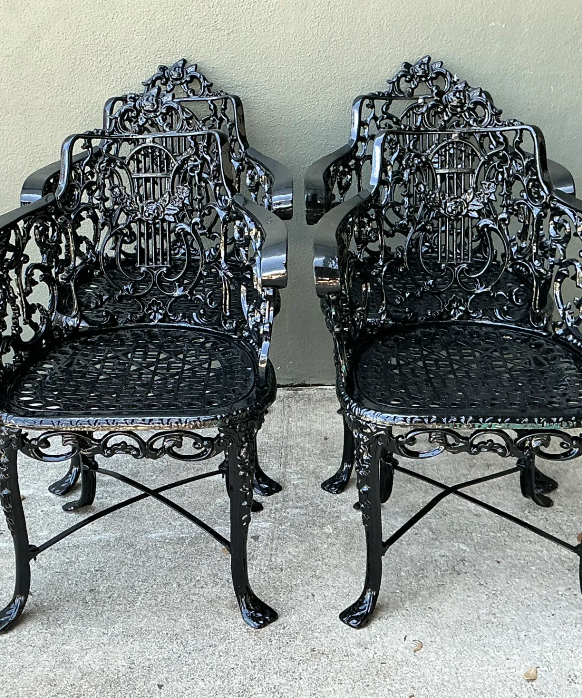 Vintage Cast Aluminum Lyre Back Armchairs - Set of Four — additional photo 4