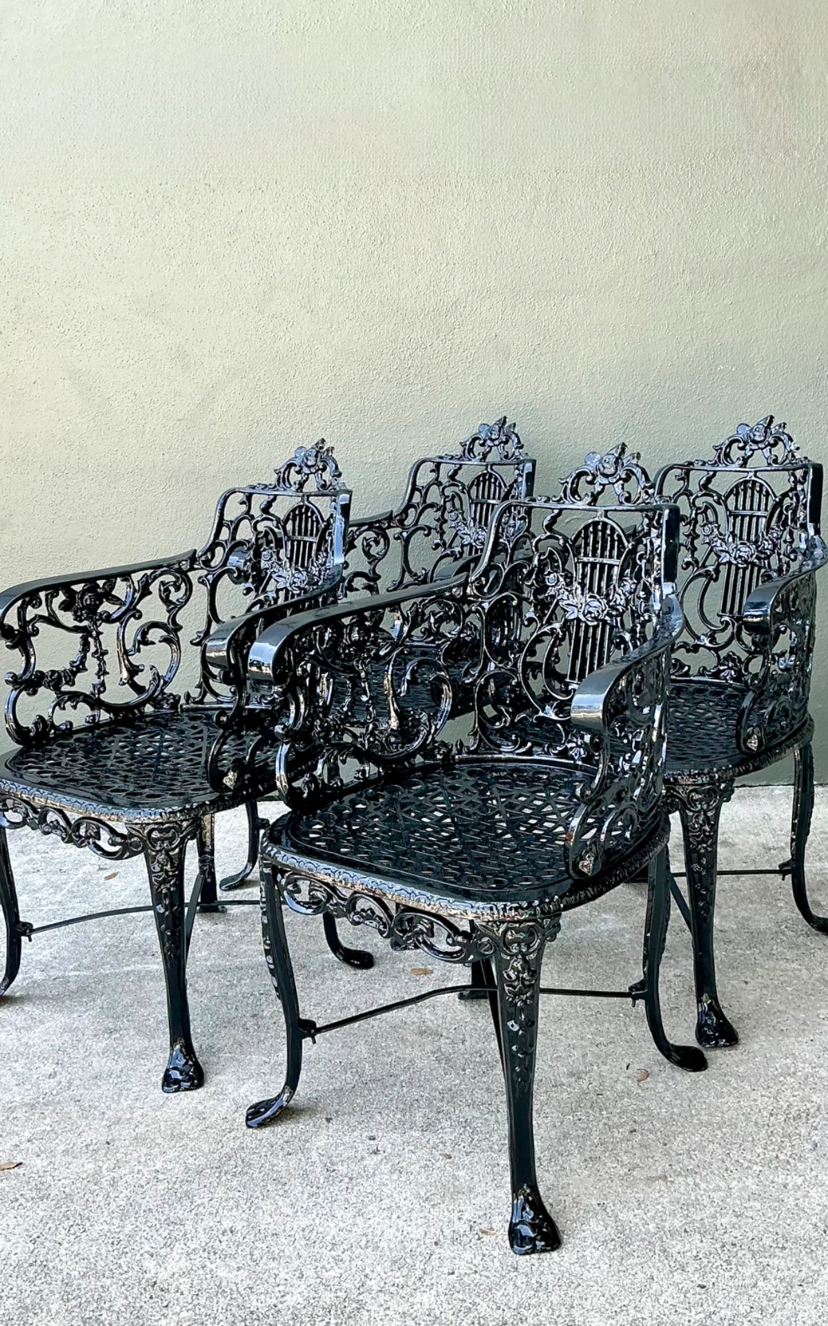 Vintage Cast Aluminum Lyre Back Armchairs - Set of Four — additional photo 6