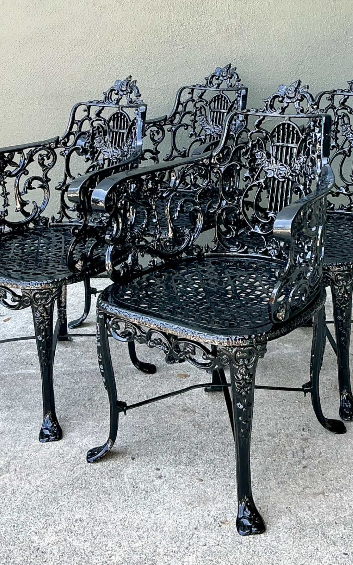 Vintage Cast Aluminum Lyre Back Armchairs - Set of Four — additional photo 1