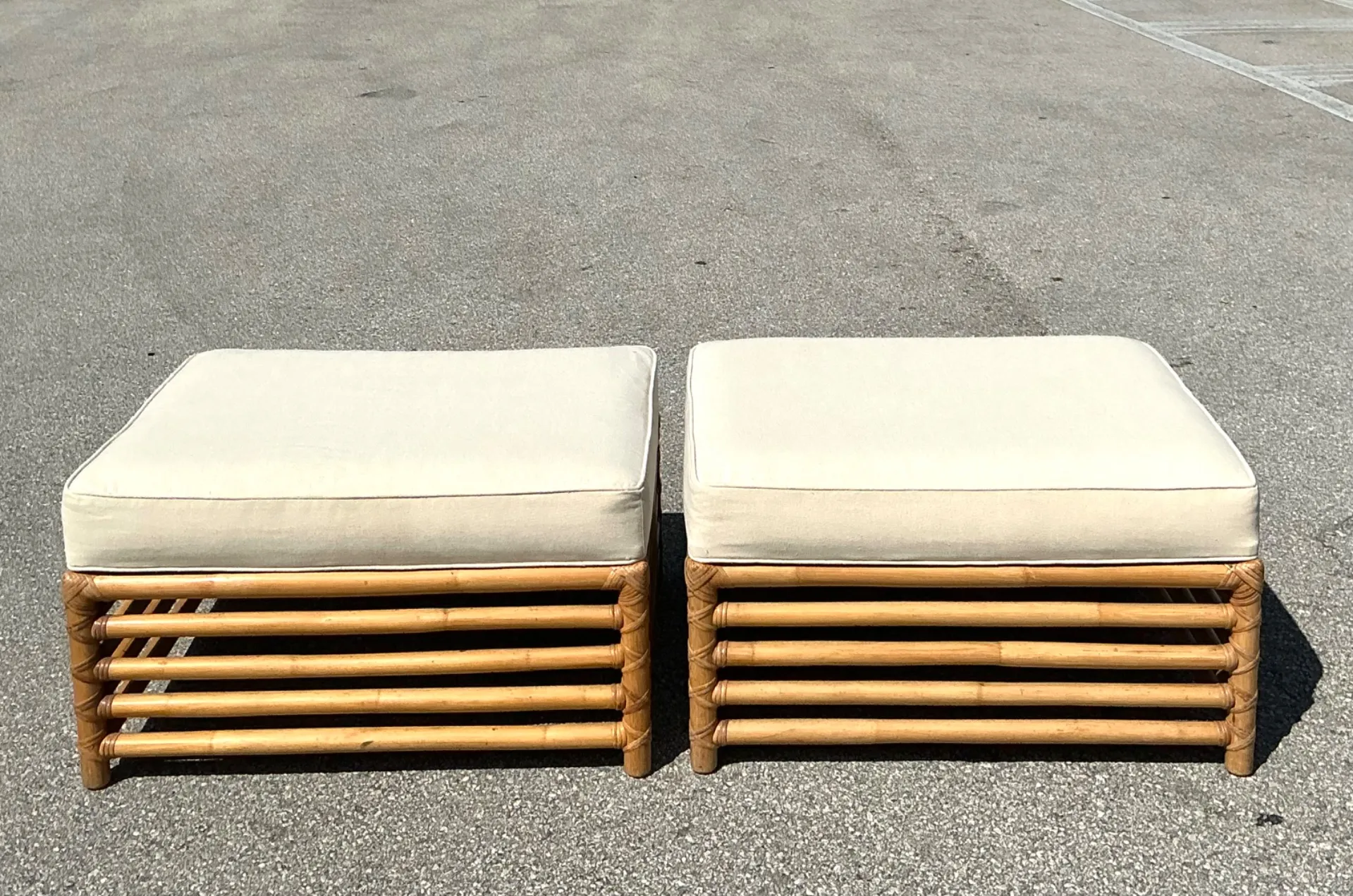 Vintage Henry Olko for Willow and Reed Ottomans - A Pair — additional photo 1