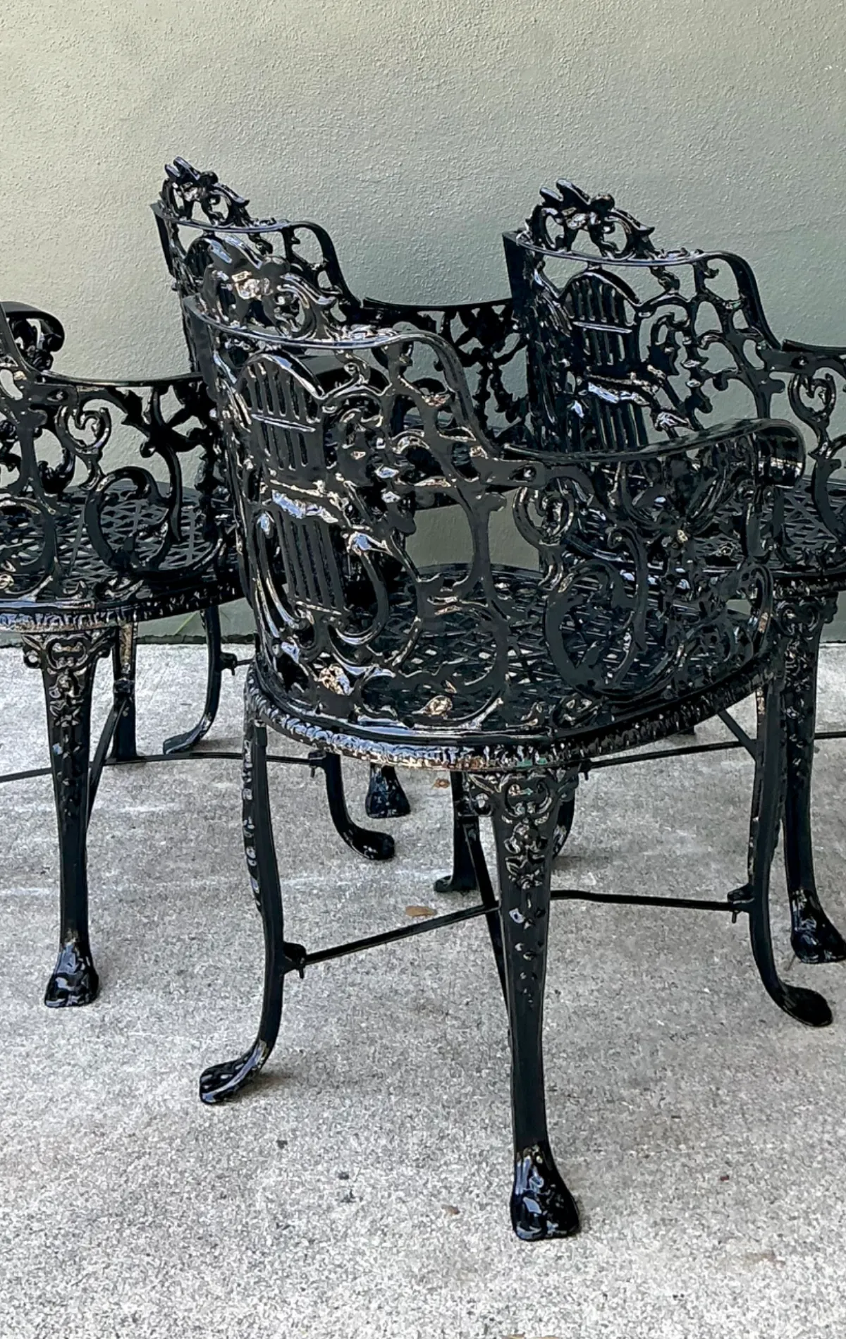Vintage Cast Aluminum Lyre Back Armchairs - Set of Four — additional photo 3