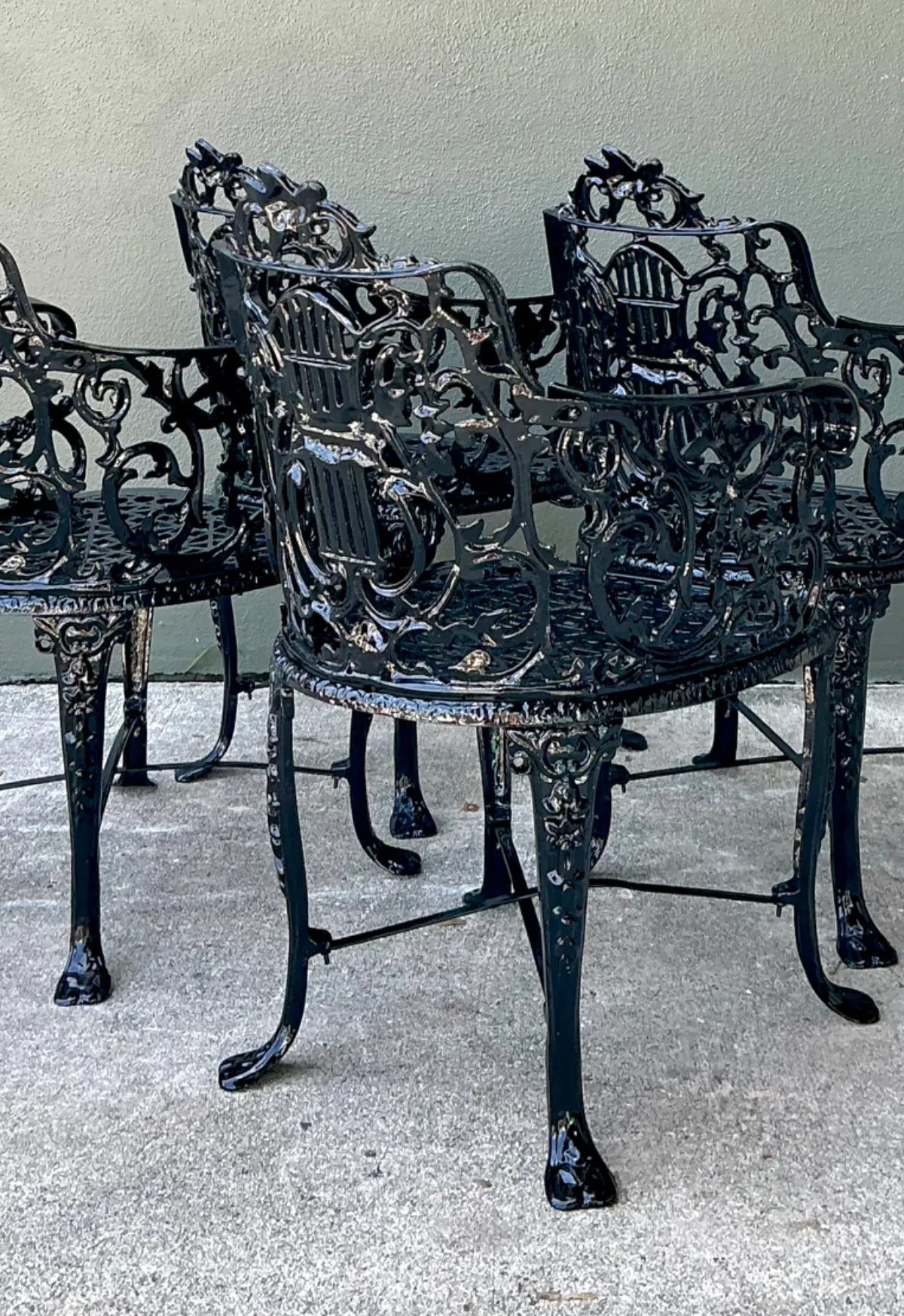 Vintage Cast Aluminum Lyre Back Armchairs - Set of Four — additional photo 5