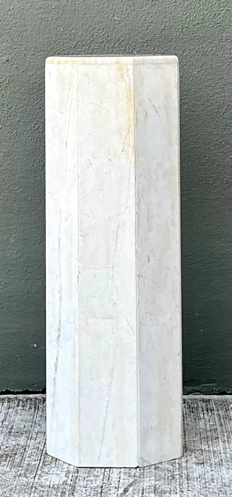 Vintage Medium White Marble Hexagonal Pedestal — additional photo 1