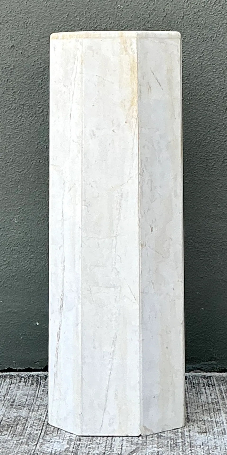 Vintage Medium White Marble Hexagonal Pedestal — additional photo 2