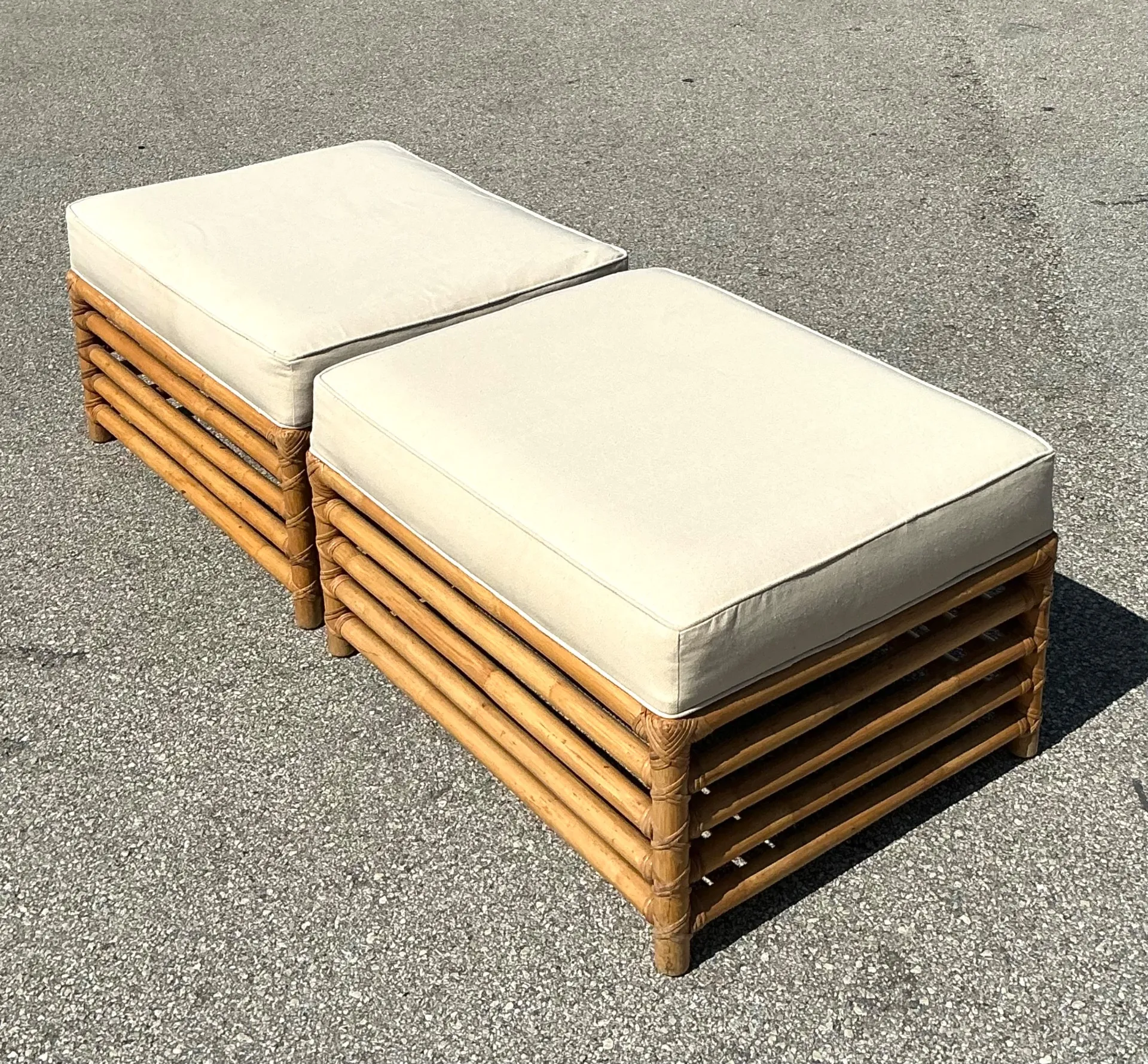 Vintage Henry Olko for Willow and Reed Ottomans - A Pair — additional photo 4