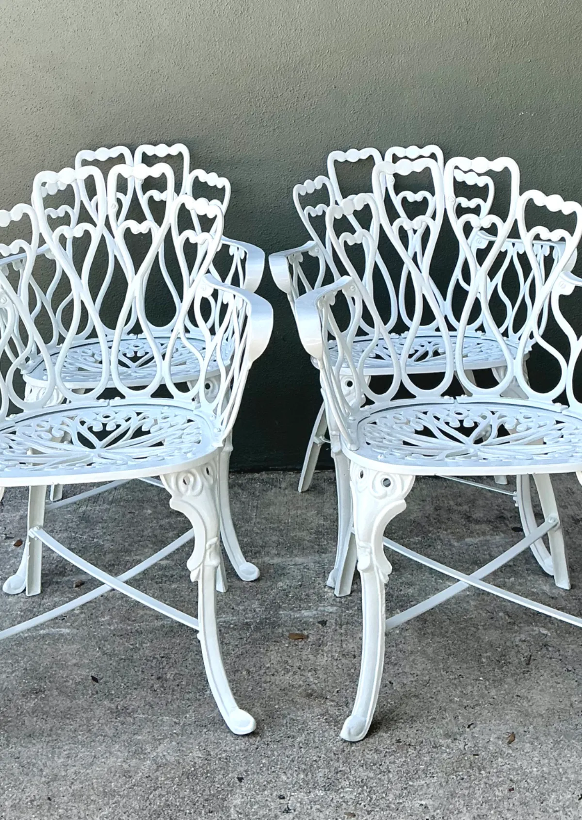 Vintage White Metal Outdoor Armchairs - Set of Four — additional photo 7