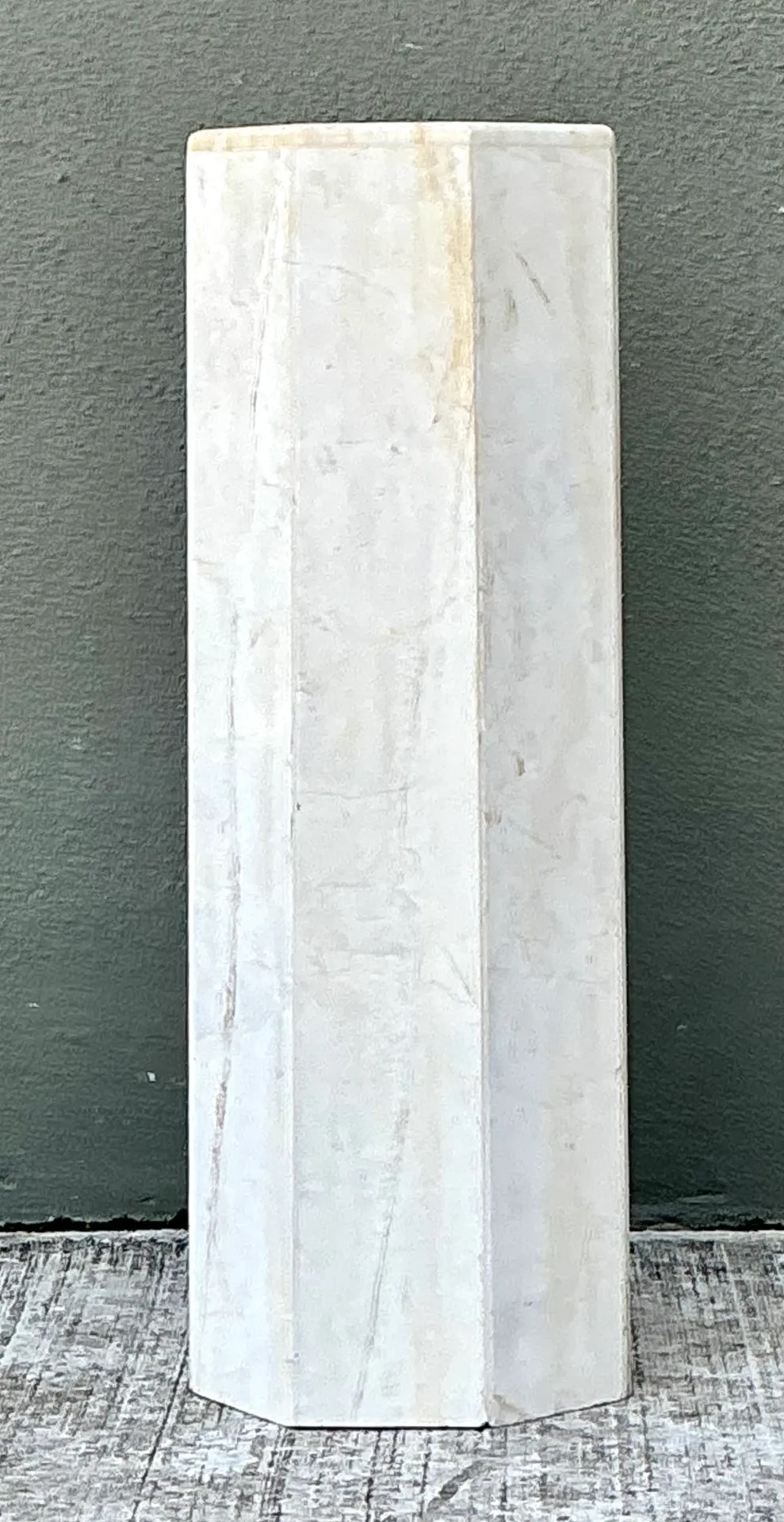 Vintage Medium White Marble Hexagonal Pedestal — additional photo 3