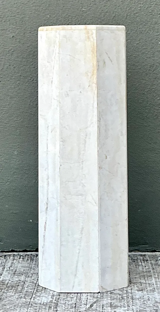 Vintage Medium White Marble Hexagonal Pedestal — additional photo 3