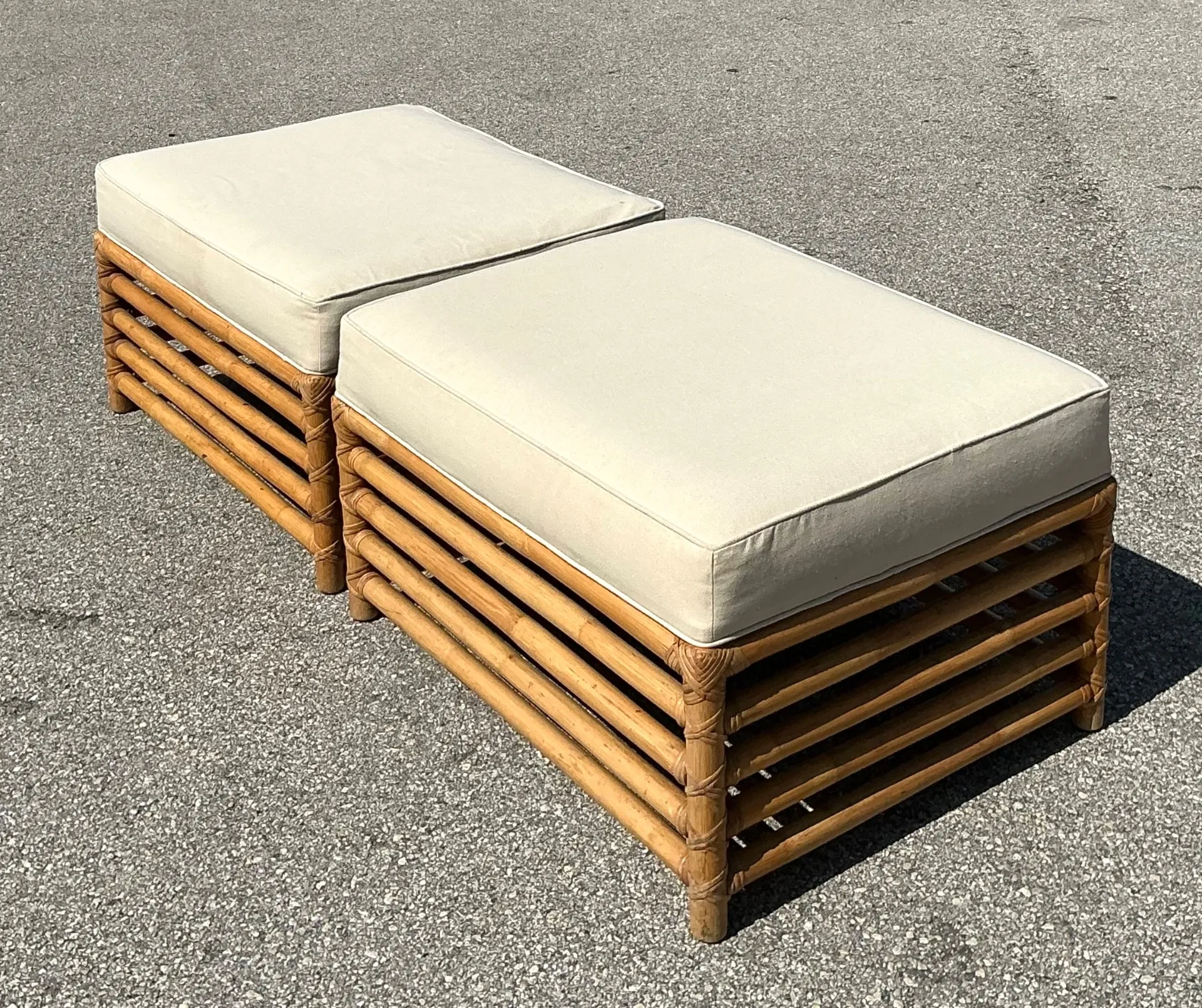 Vintage Henry Olko for Willow and Reed Ottomans - A Pair — additional photo 2