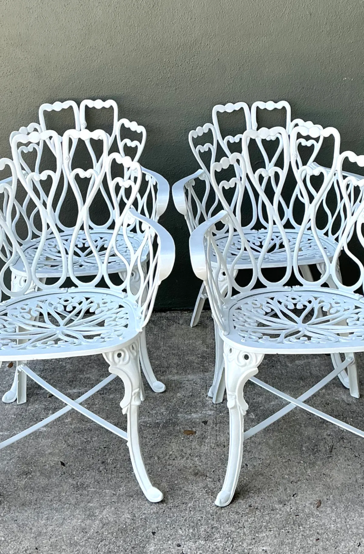 Vintage White Metal Outdoor Armchairs - Set of Four — additional photo 3