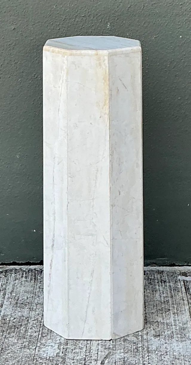 Vintage Medium White Marble Hexagonal Pedestal — additional photo 6