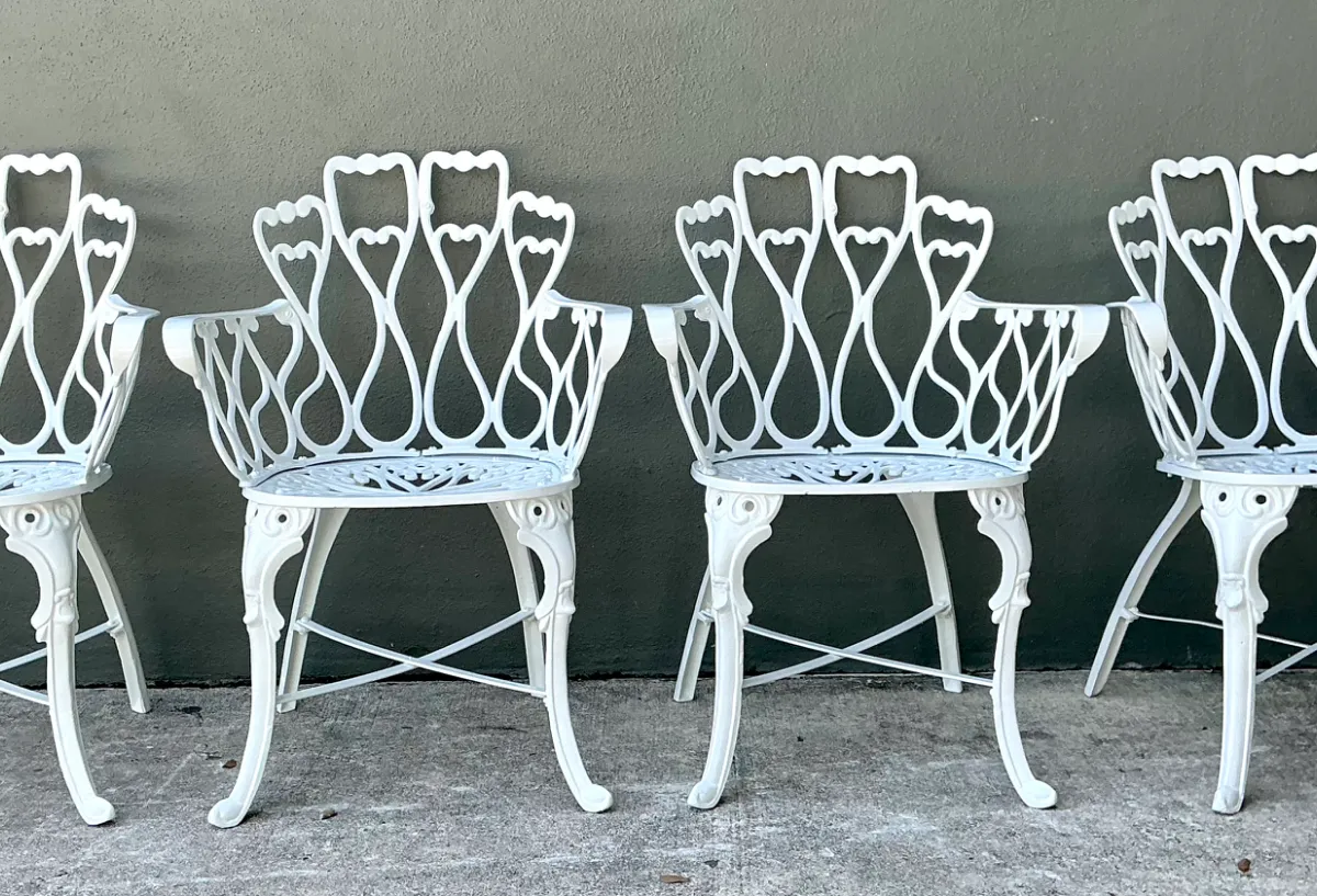 Vintage White Metal Outdoor Armchairs - Set of Four — additional photo 8