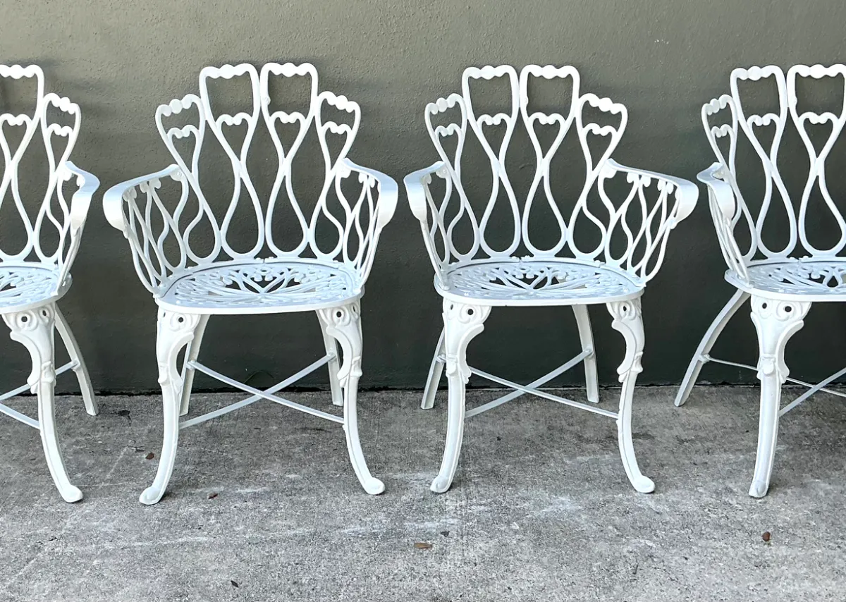Vintage White Metal Outdoor Armchairs - Set of Four — additional photo 6