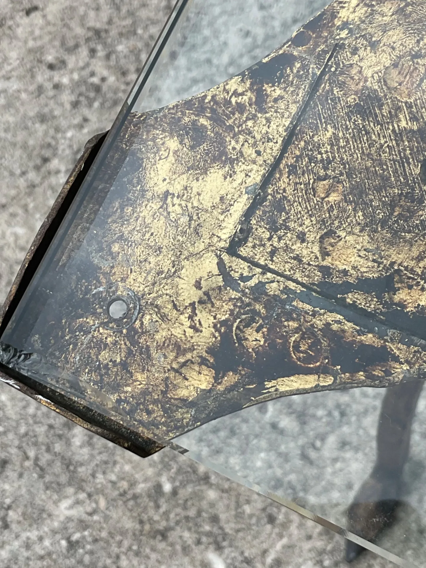 Vintage Hammered Iron and Glass Coffee Table — additional photo 4