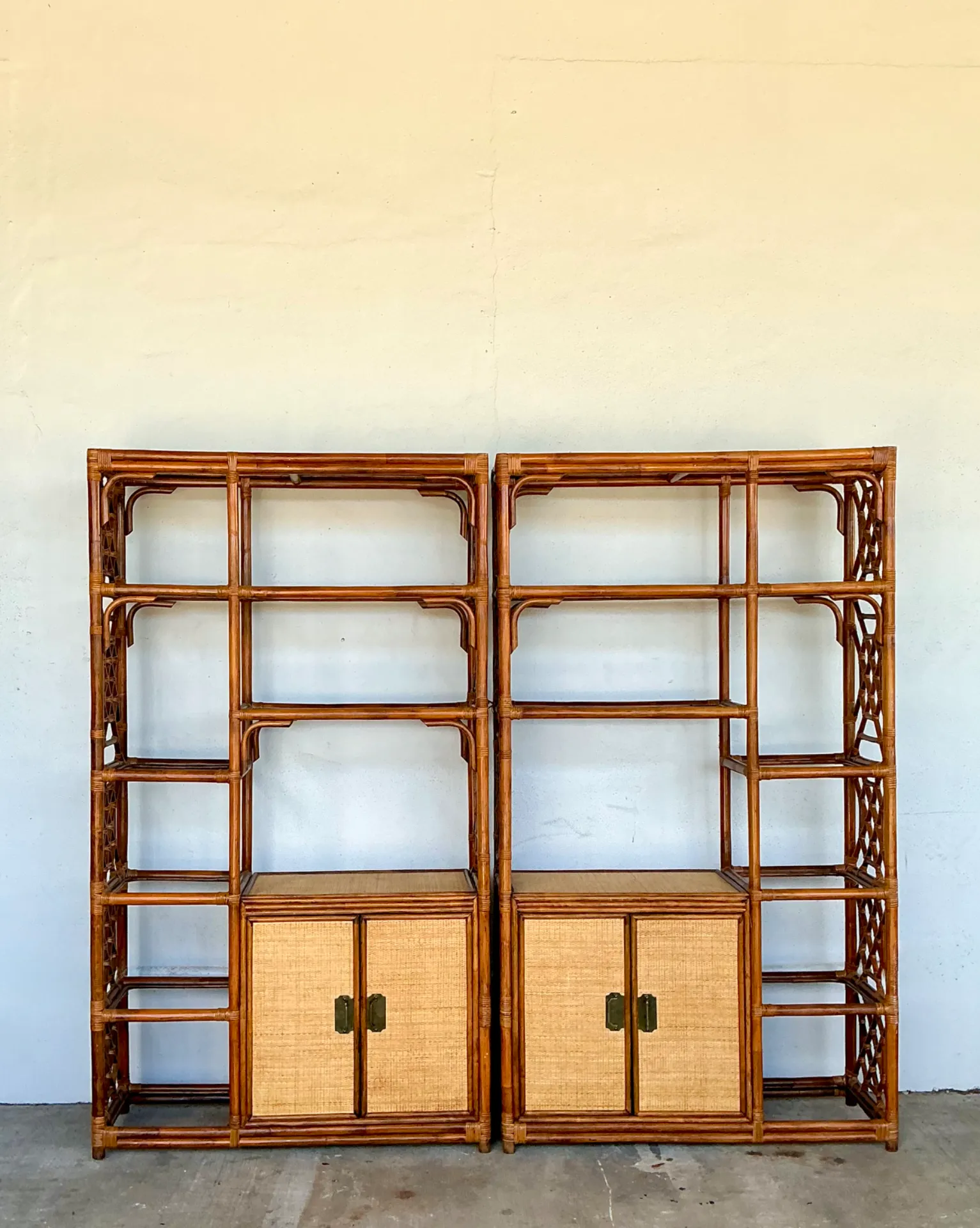 Vintage Bamboo Fretwork Etagere - A Pair — additional photo 3